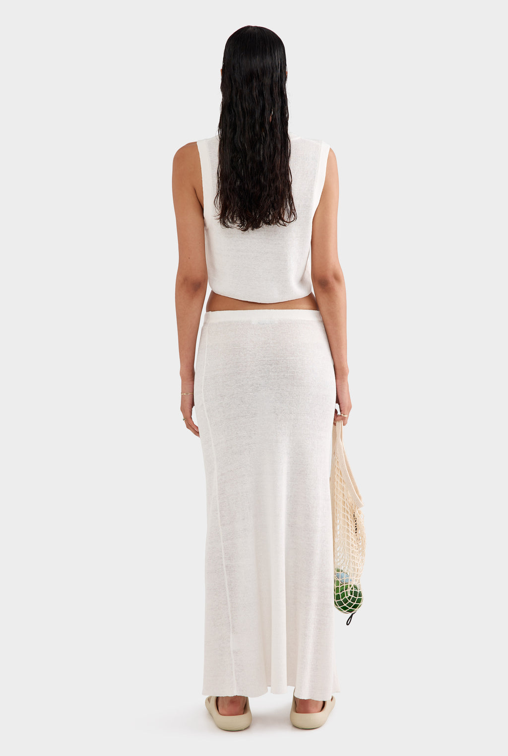 Rib Knitted Skirt - Off White Classic