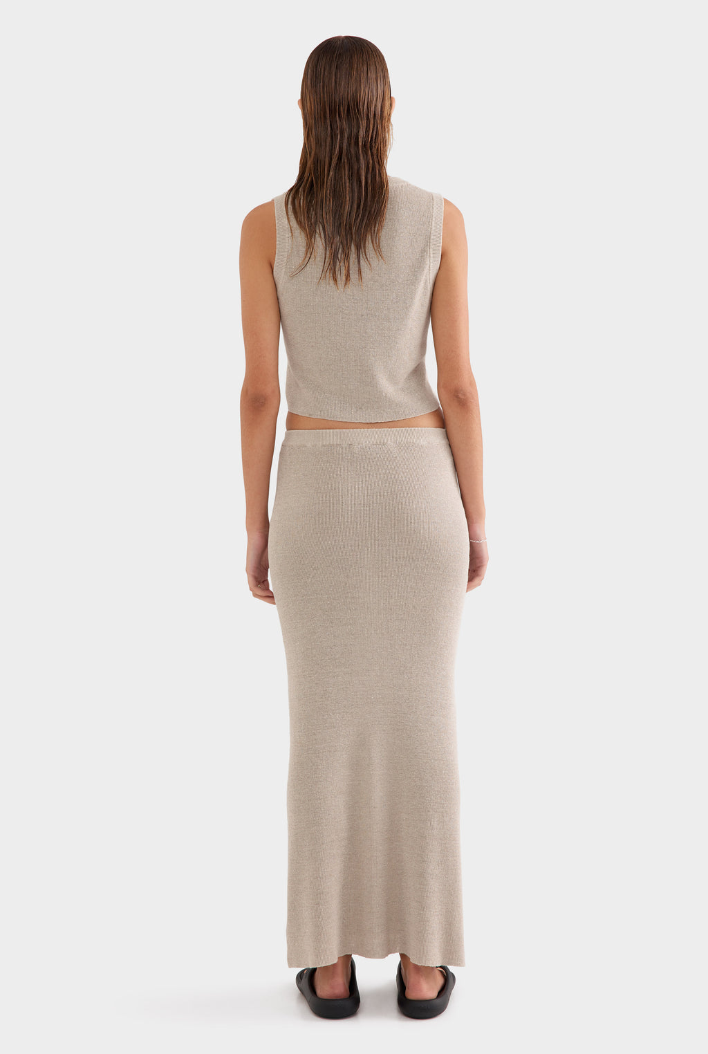 Rib Knitted Skirt - Taupe