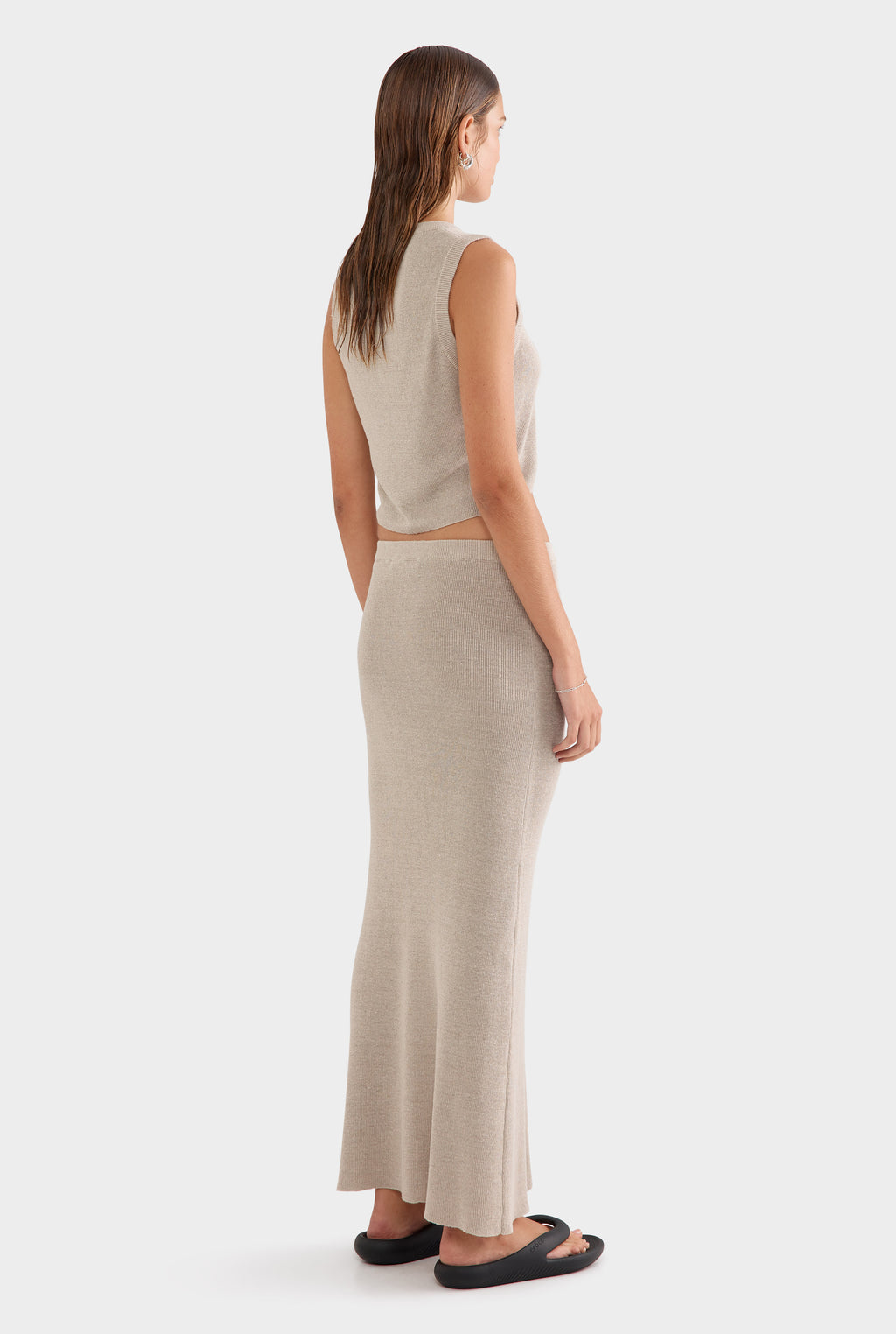 Rib Knitted Skirt - Taupe