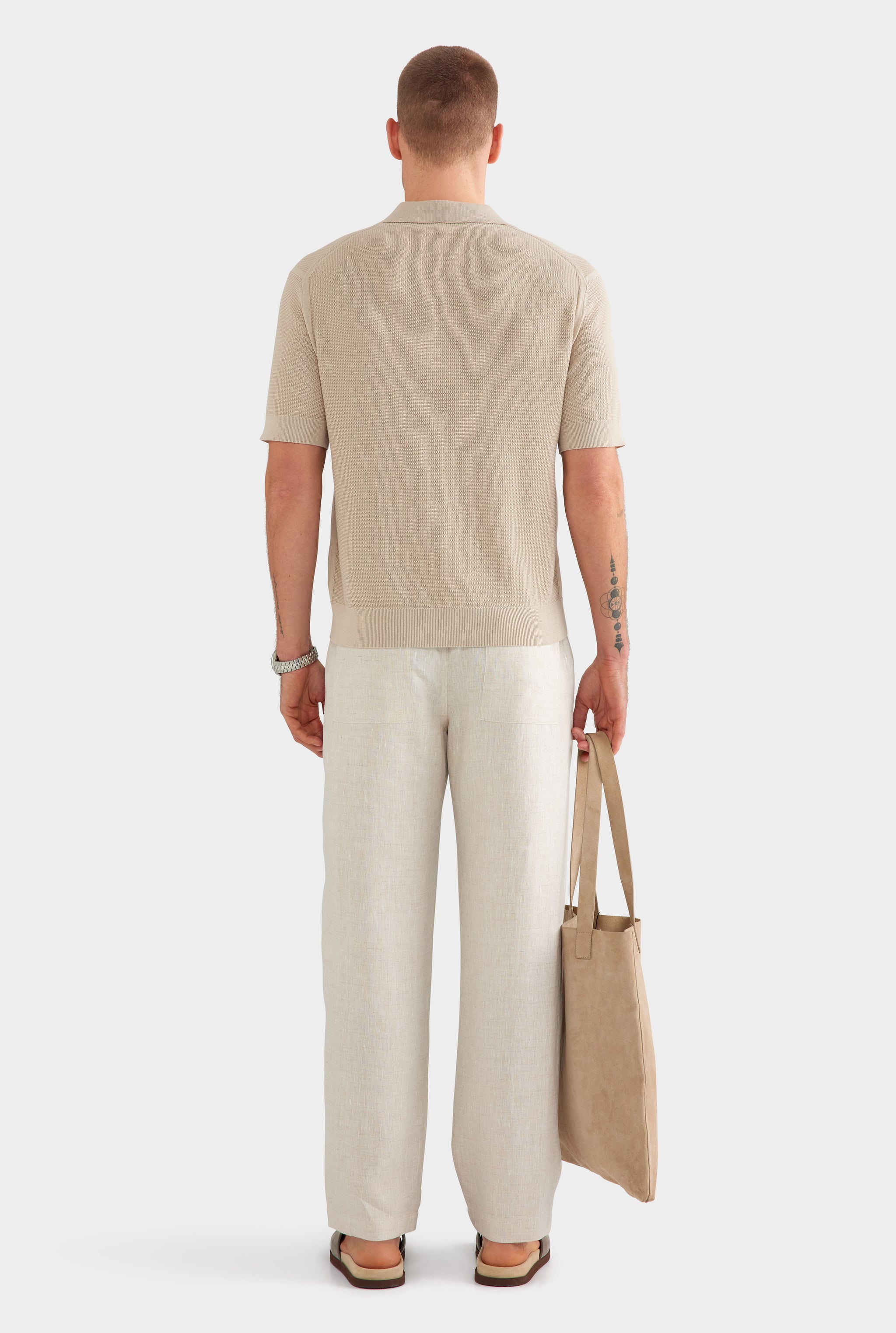 Lightweight Knit Polo - Taupe
