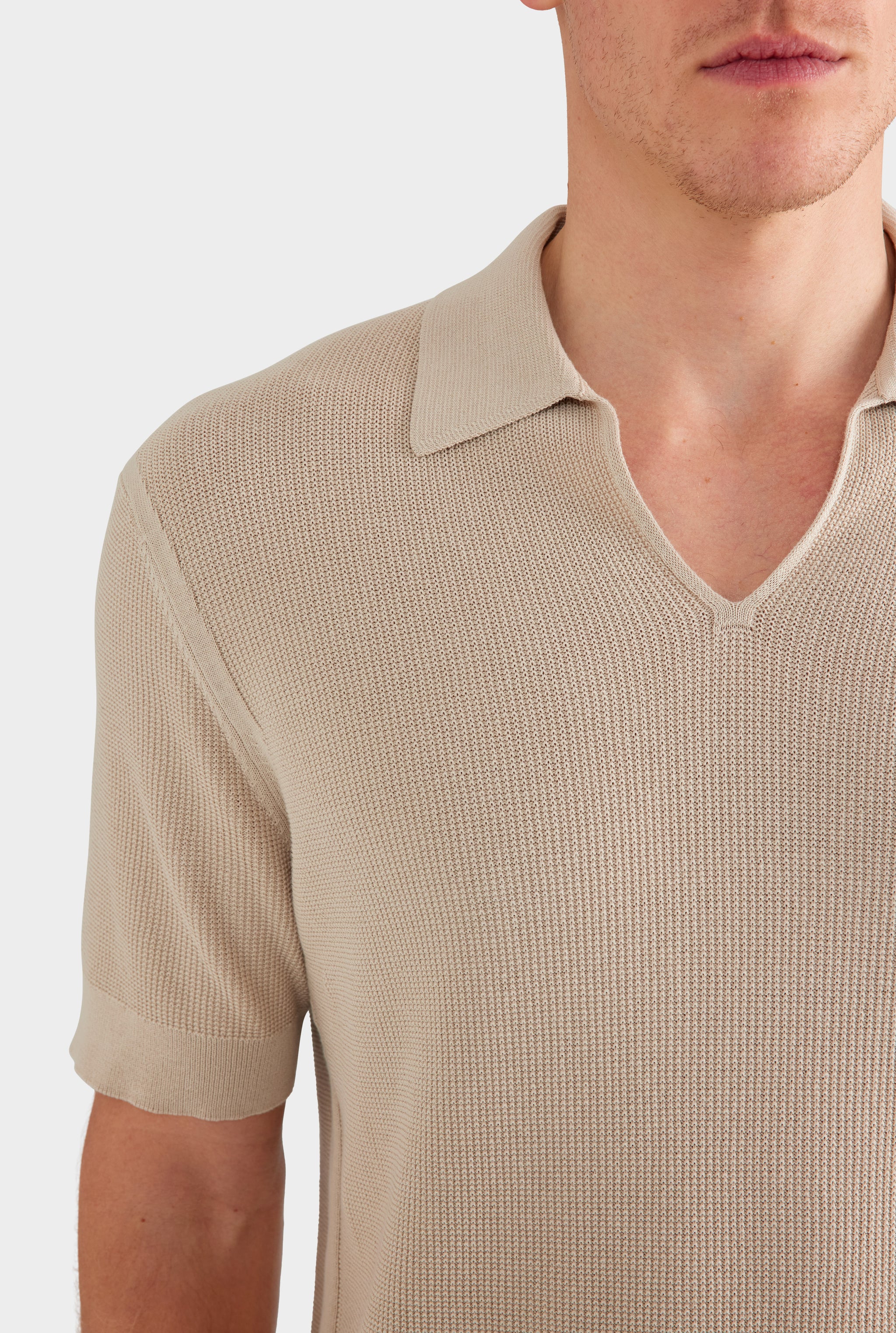 Lightweight Knit Polo - Taupe