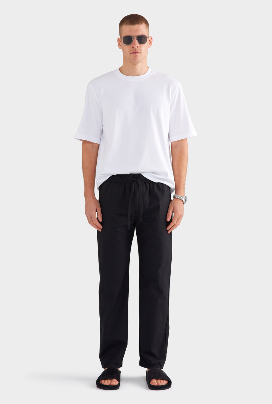 Cotton Poplin Trouser - Black