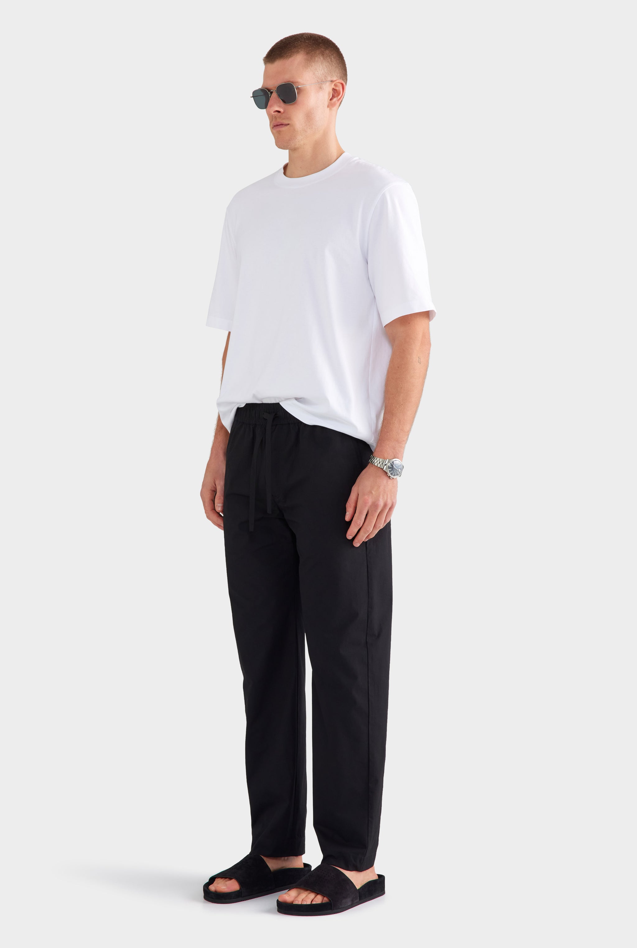 Cotton Poplin Trouser - Black