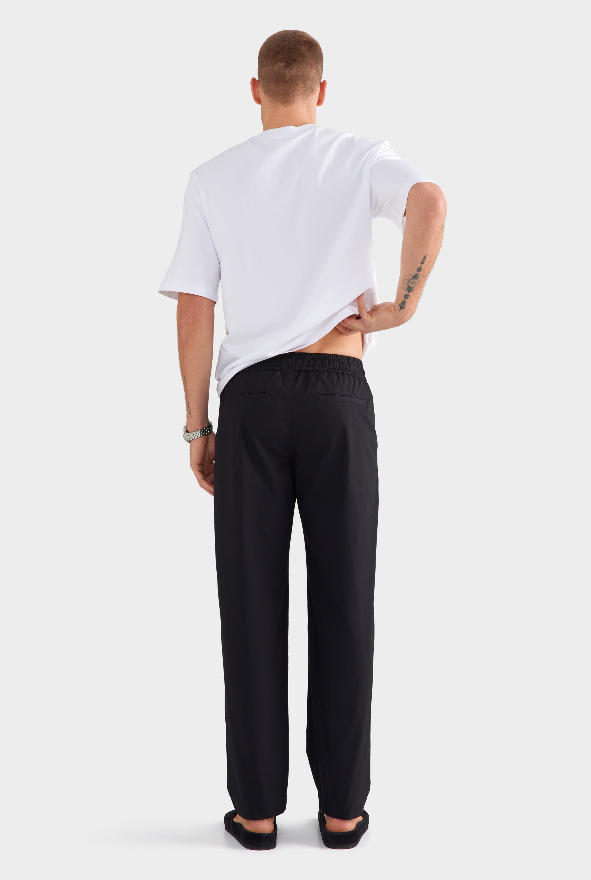 Cotton Poplin Trouser - Black