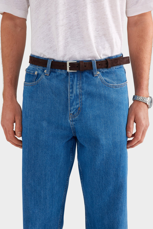 Classic Suede Belt - Brown Suede