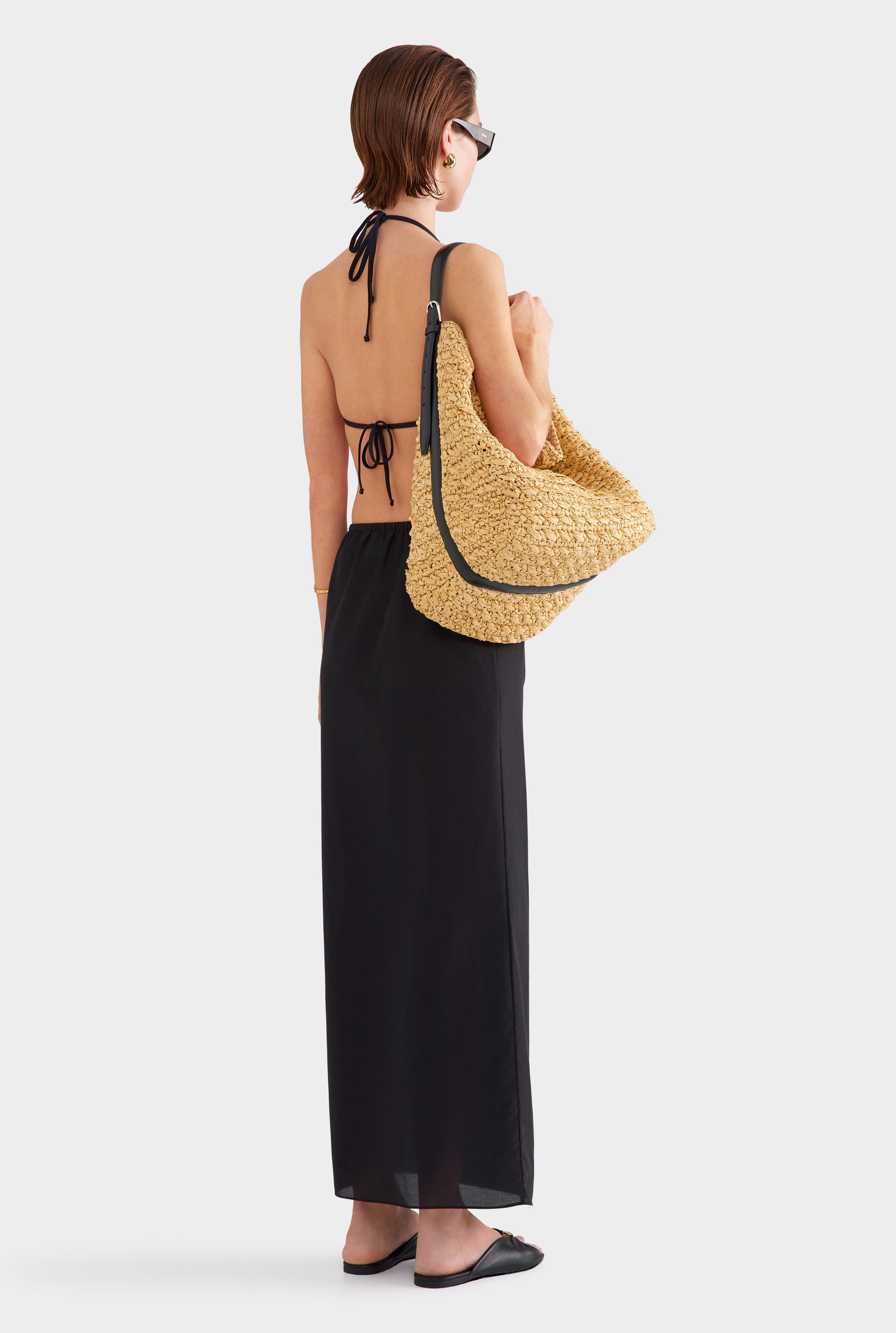 Silk Cotton Maxi Skirt - Black
