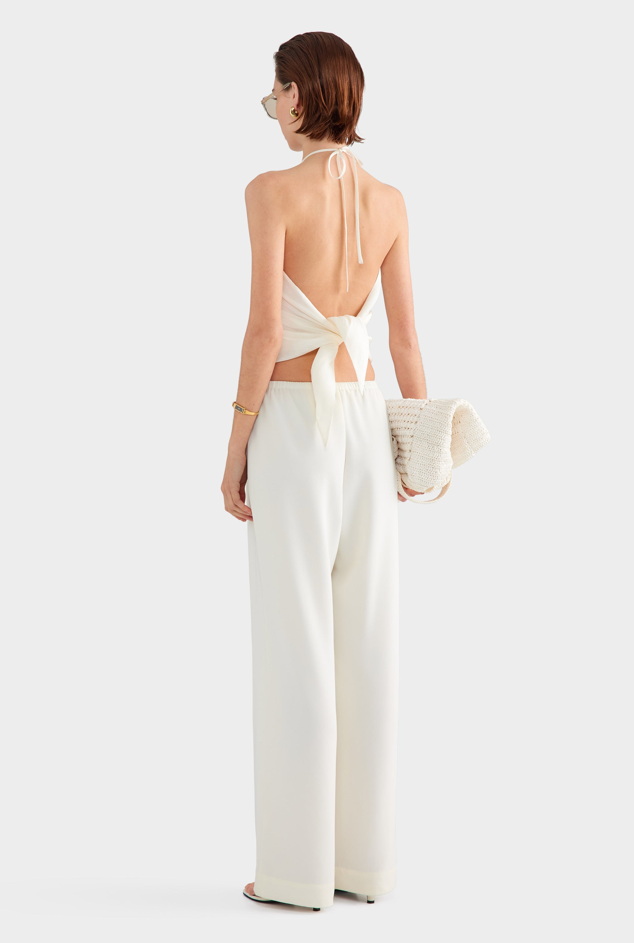 Crepe Elastic Waist Pant - Off White