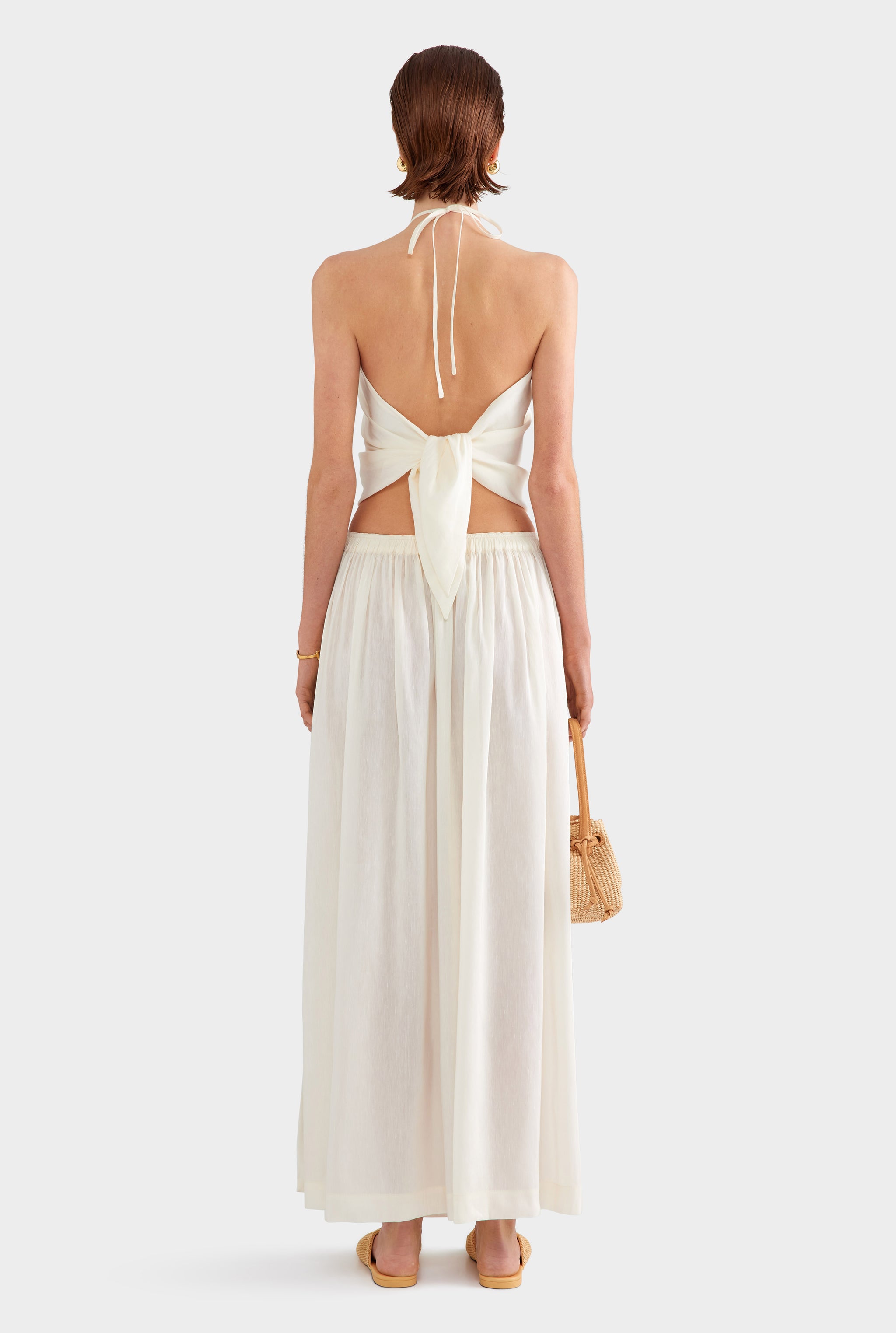 Silk Linen Maxi Skirt - Off White
