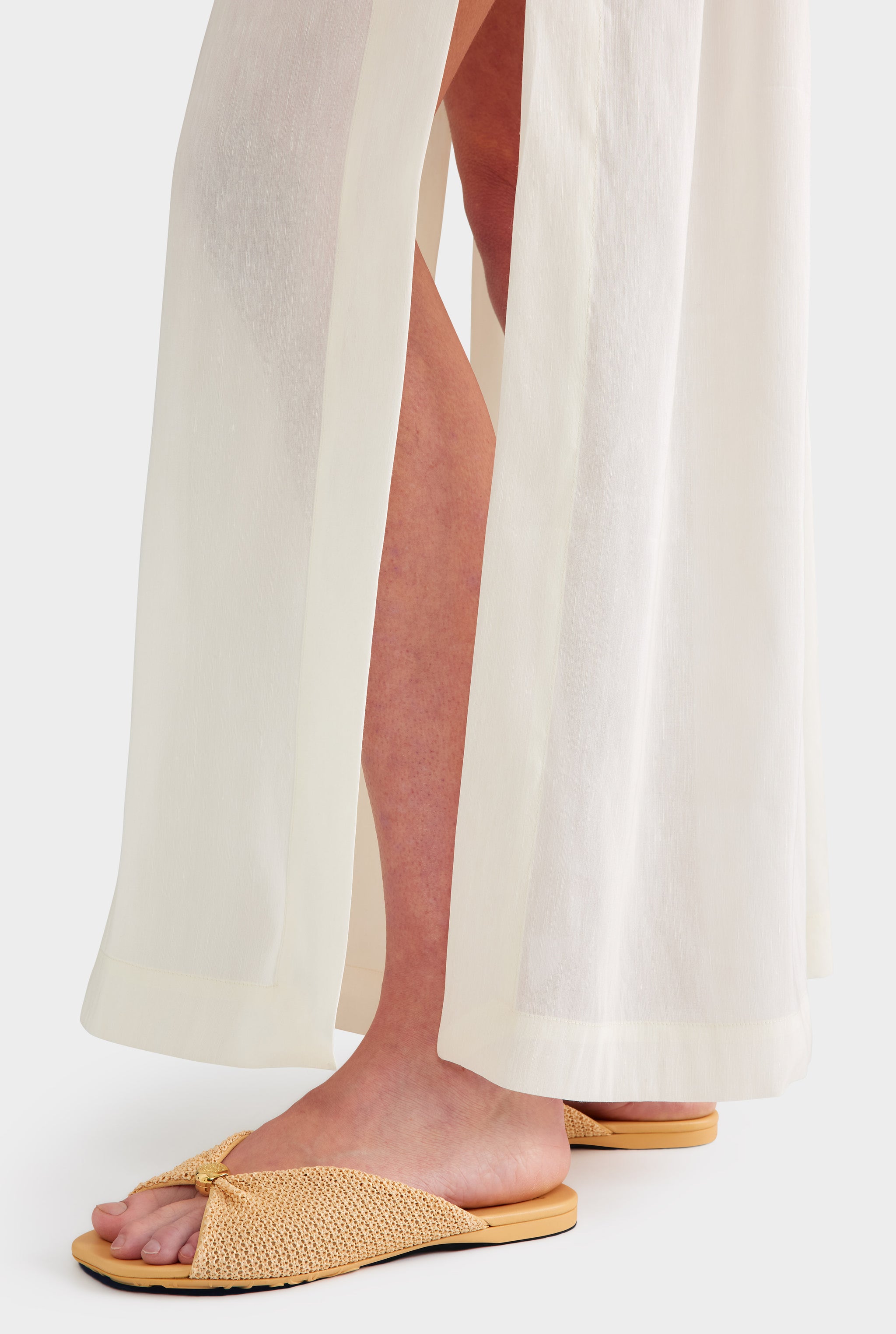 Silk Linen Maxi Skirt - Off White