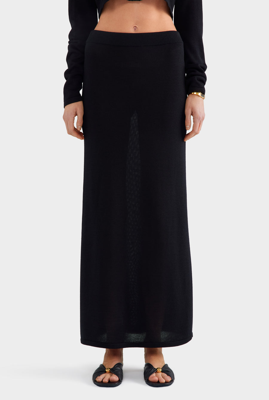 Tencel Silk Knit Skirt - Black