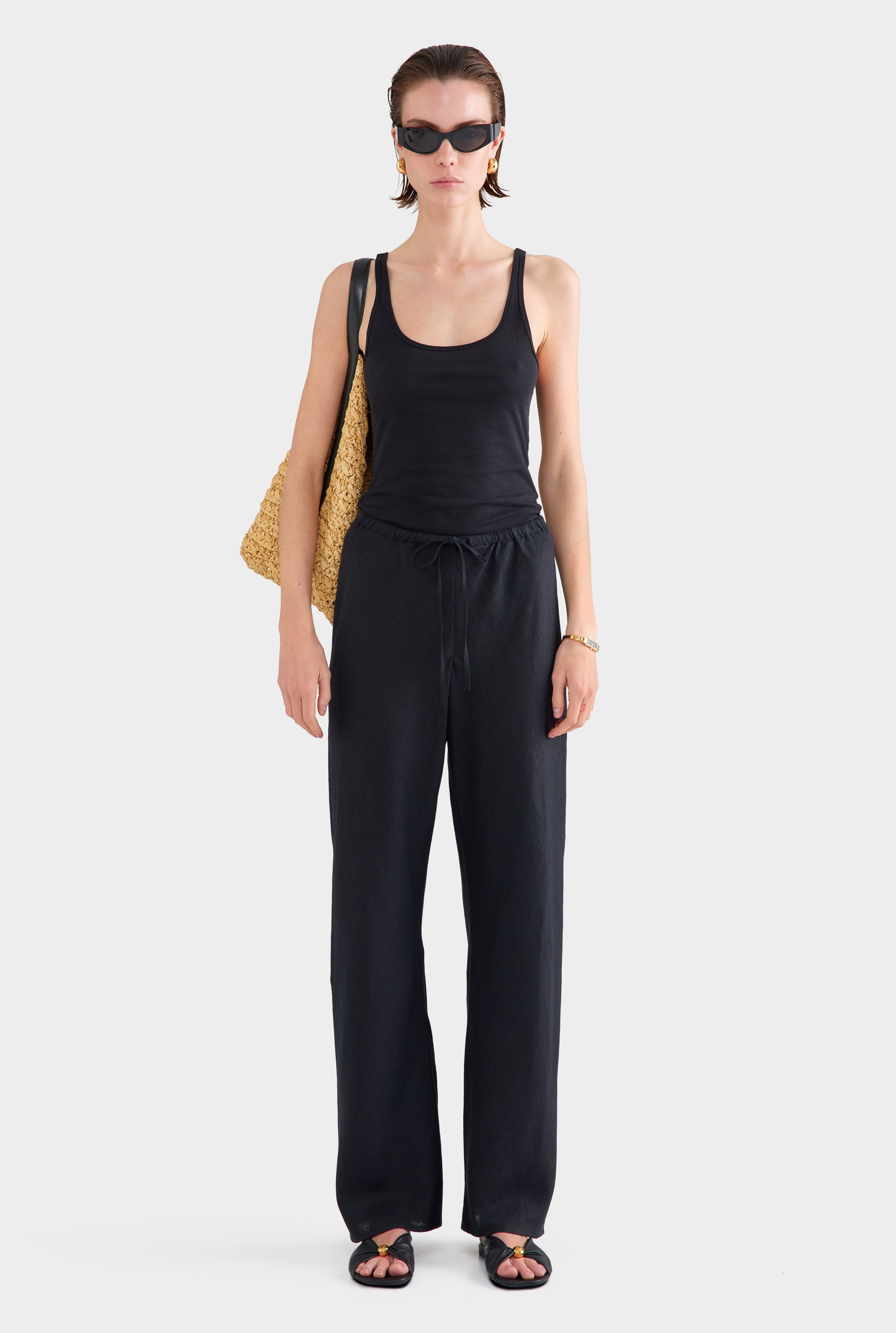 Linen Bias Pant - Black