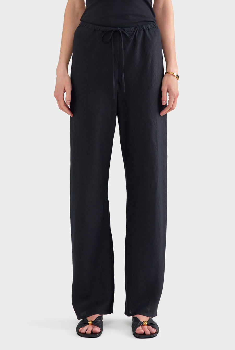 Linen Bias Pant - Black