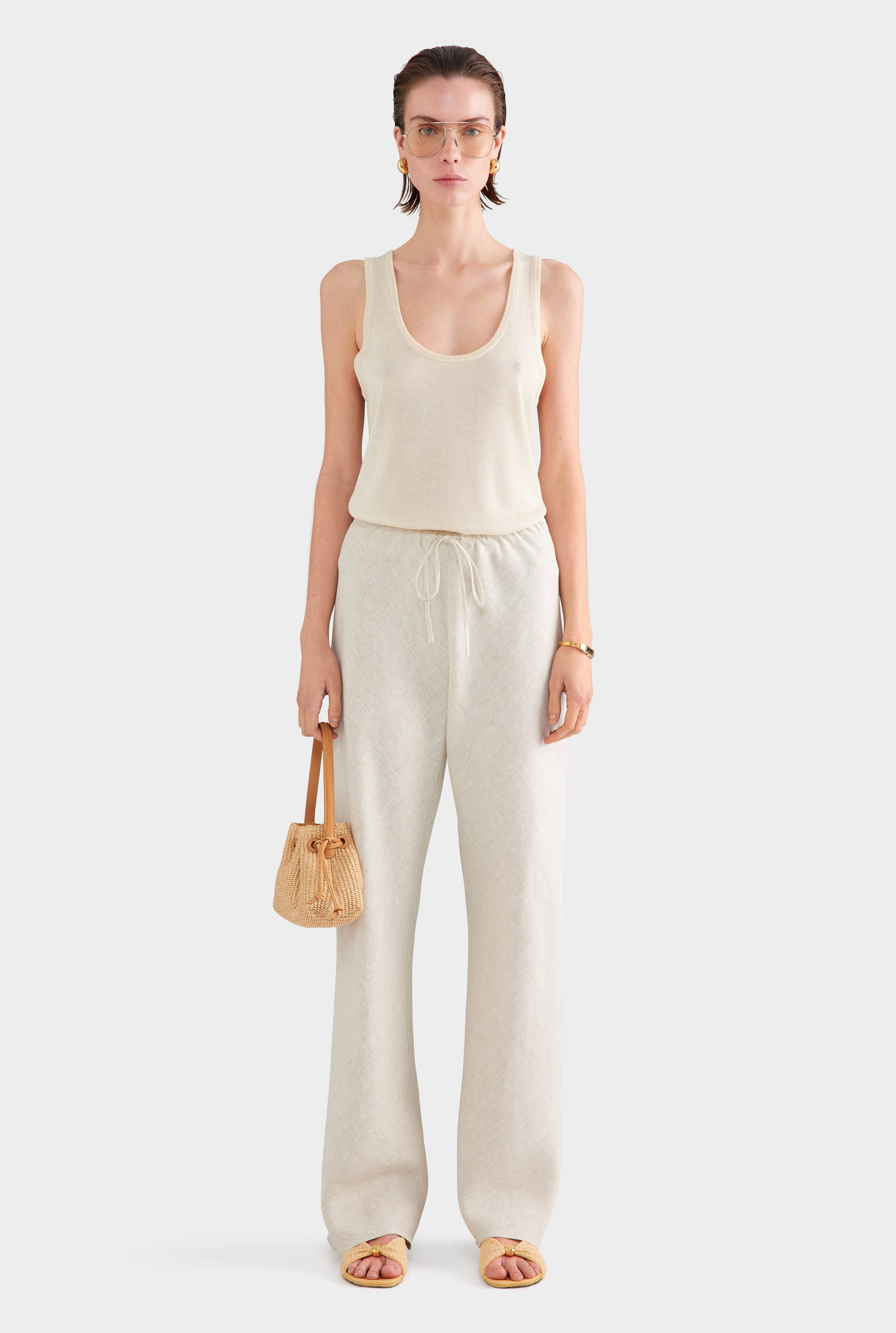 Linen Bias Pant - Sand