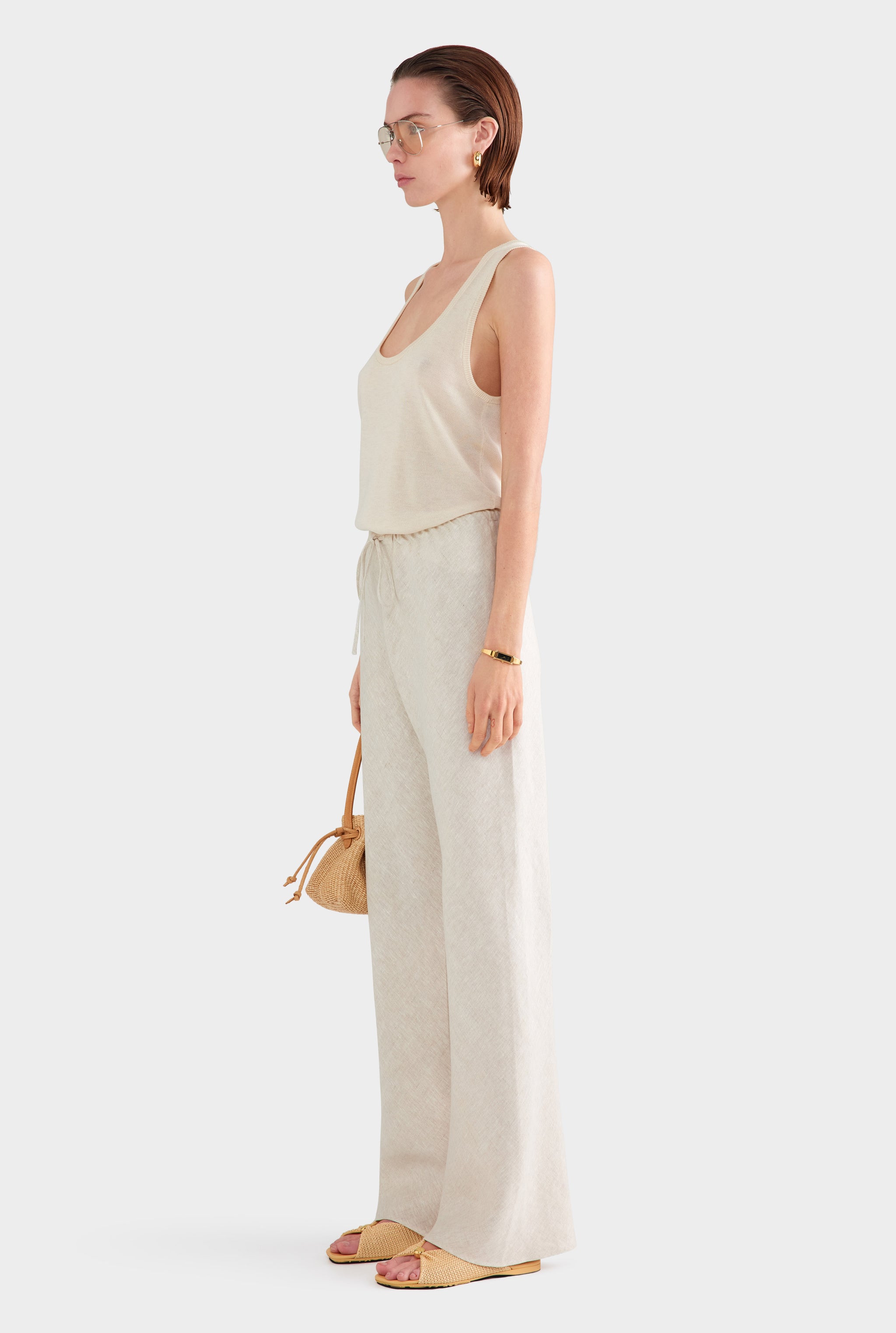 Linen Bias Pant - Sand