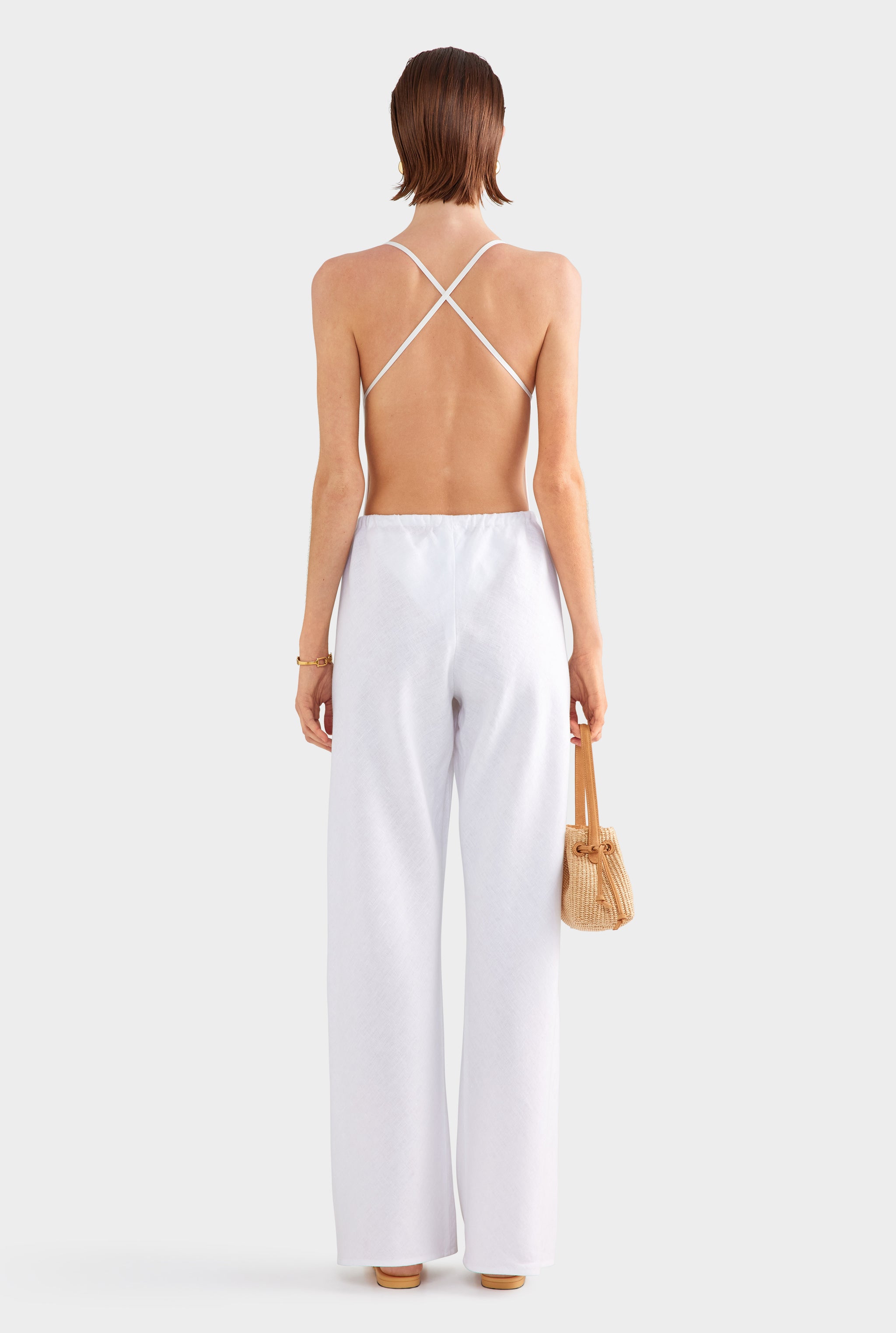 Linen Bias Pant - White