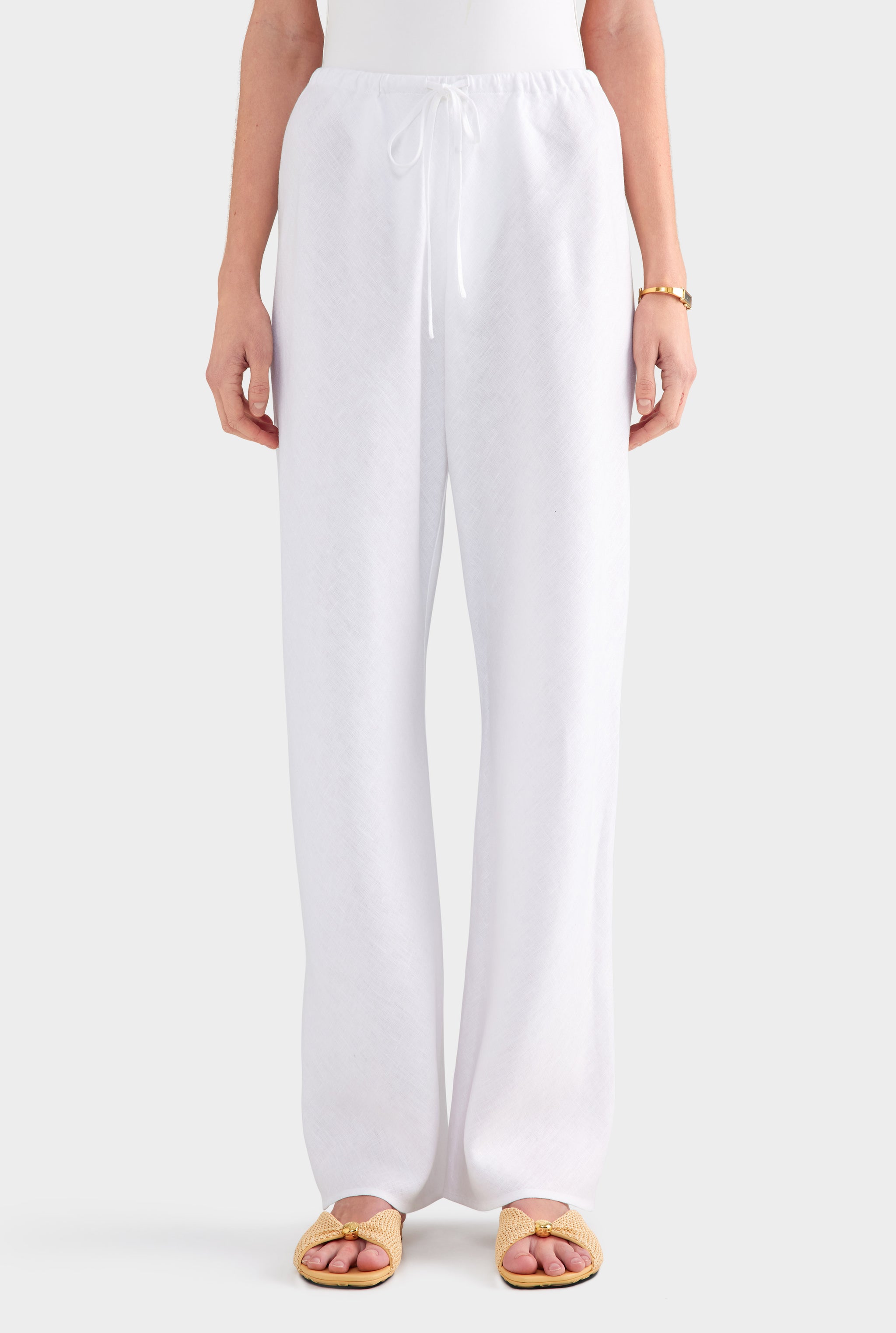 Linen Bias Pant - White