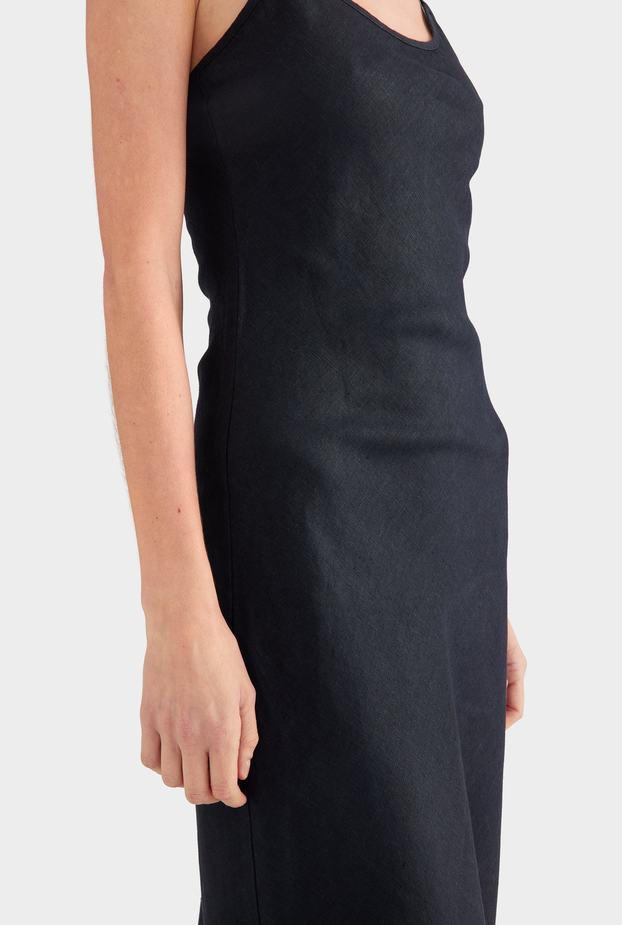 Linen Slip Dress - Black