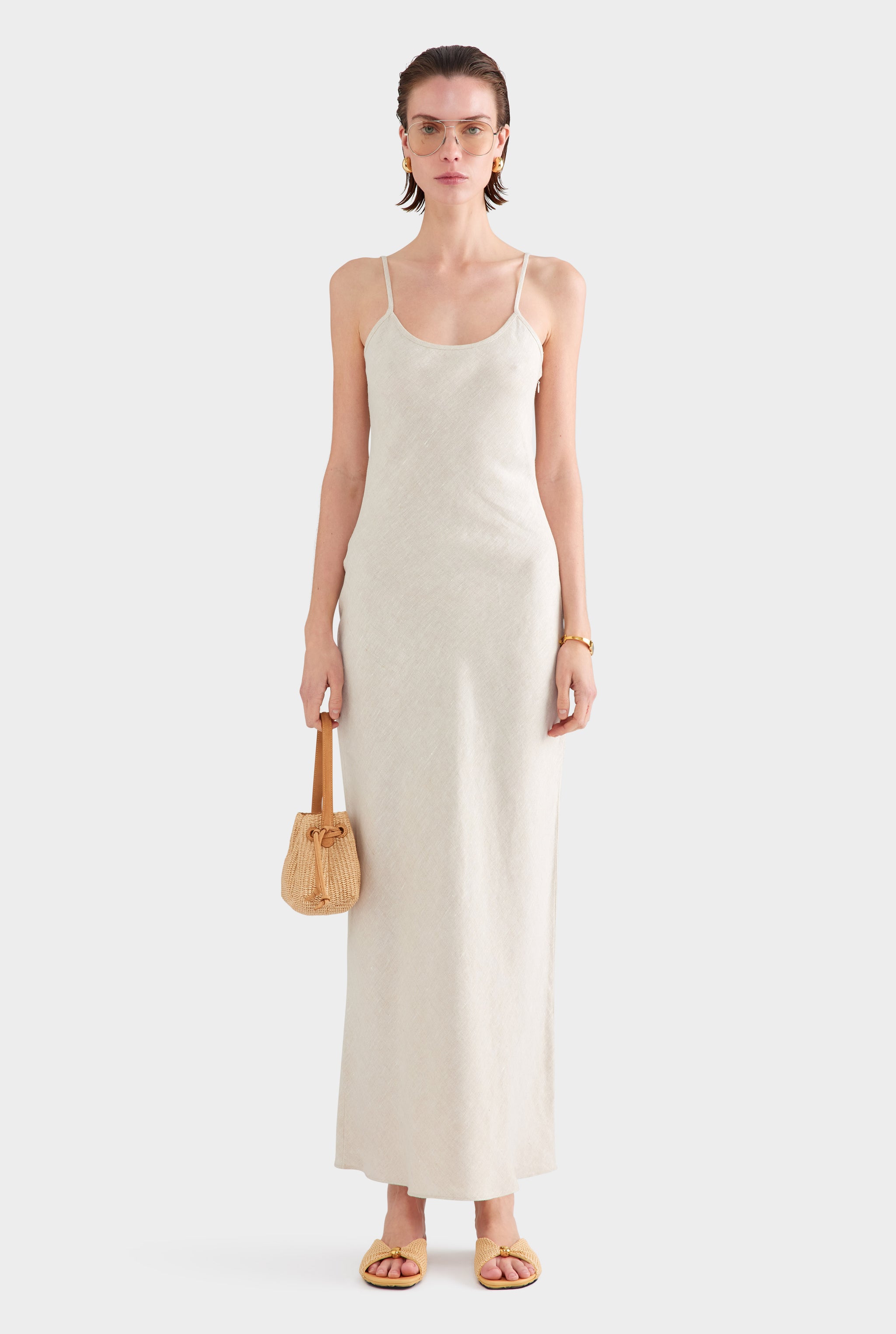 Linen Slip Dress - Sand