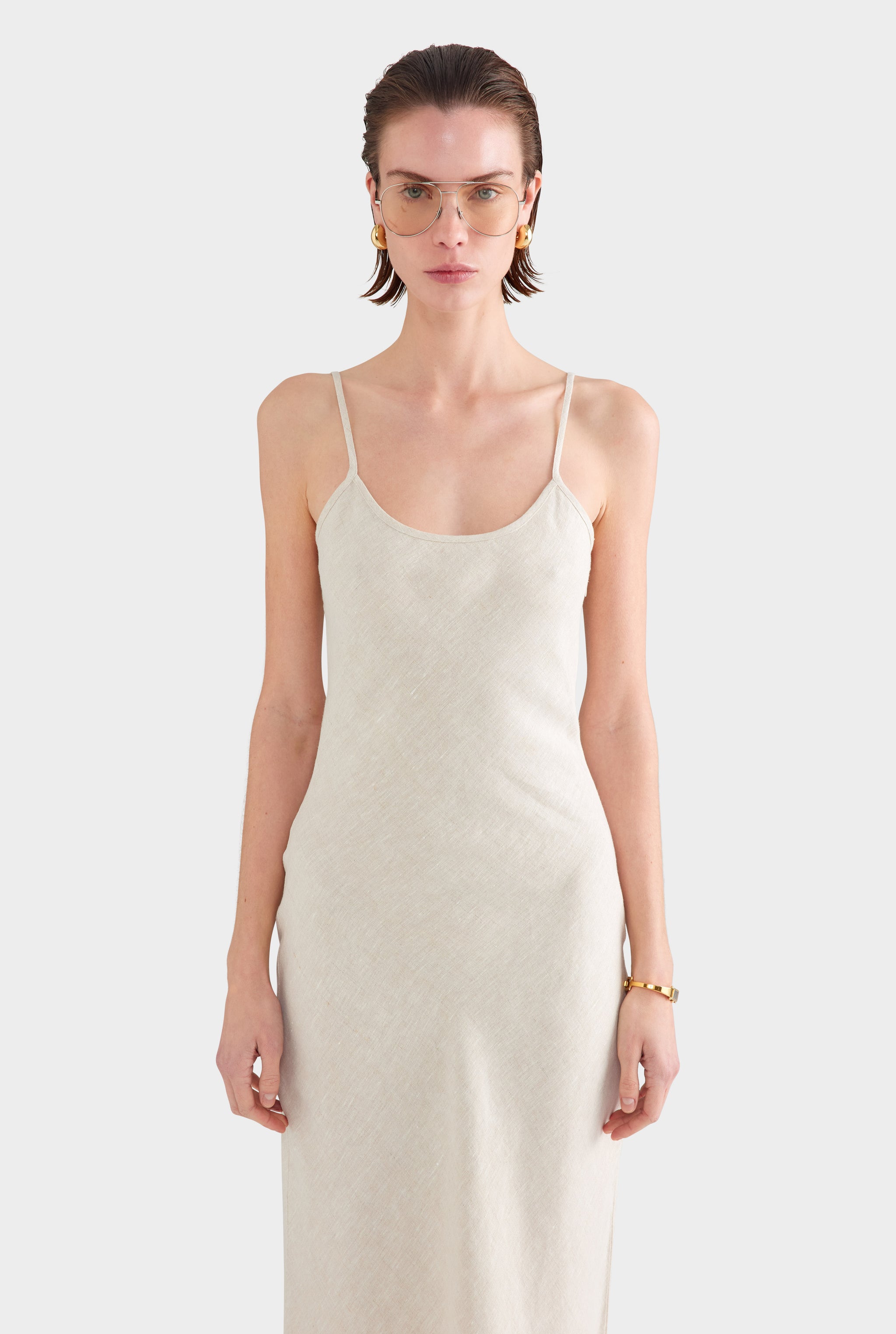 Linen Slip Dress - Sand