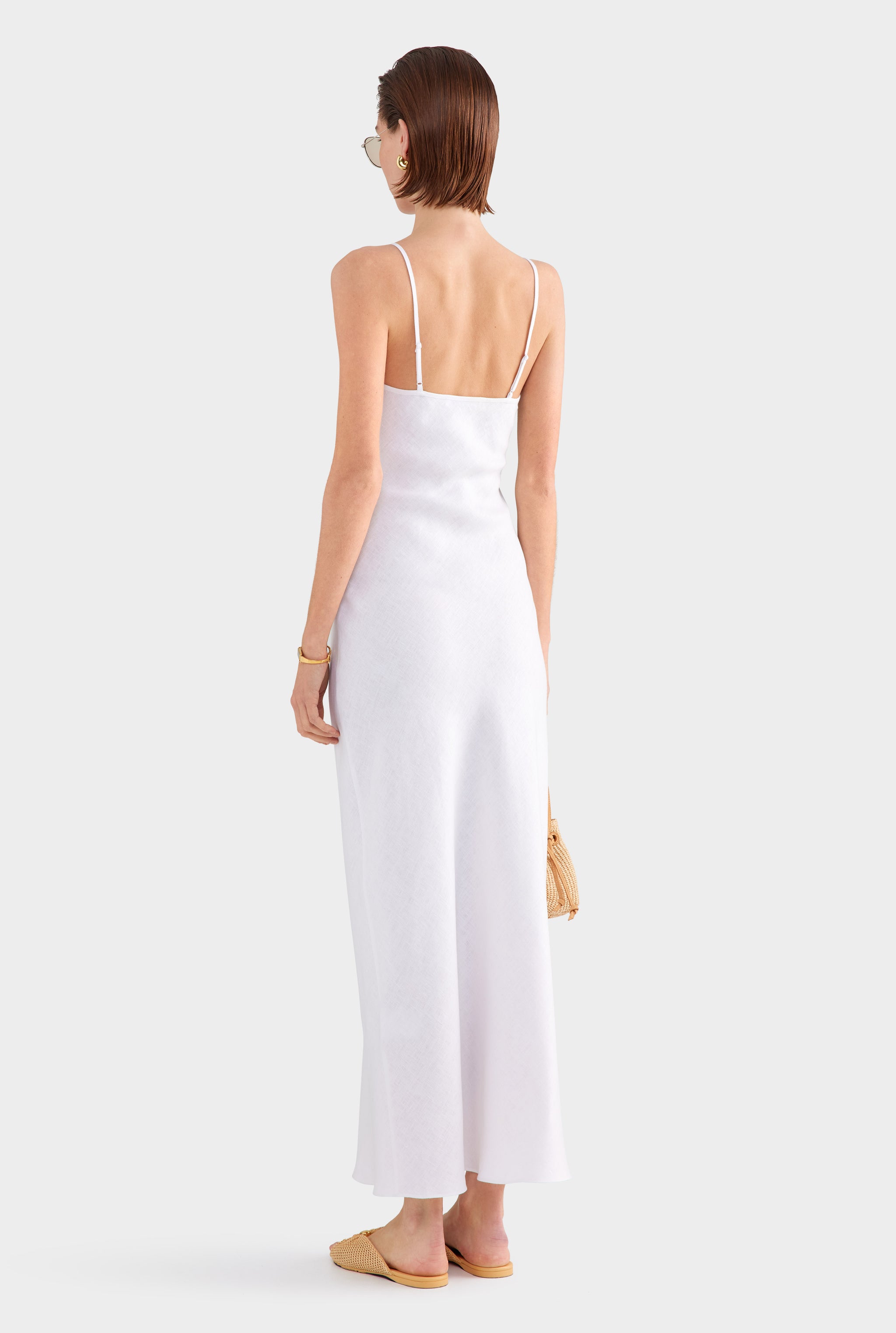 Linen Slip Dress - White