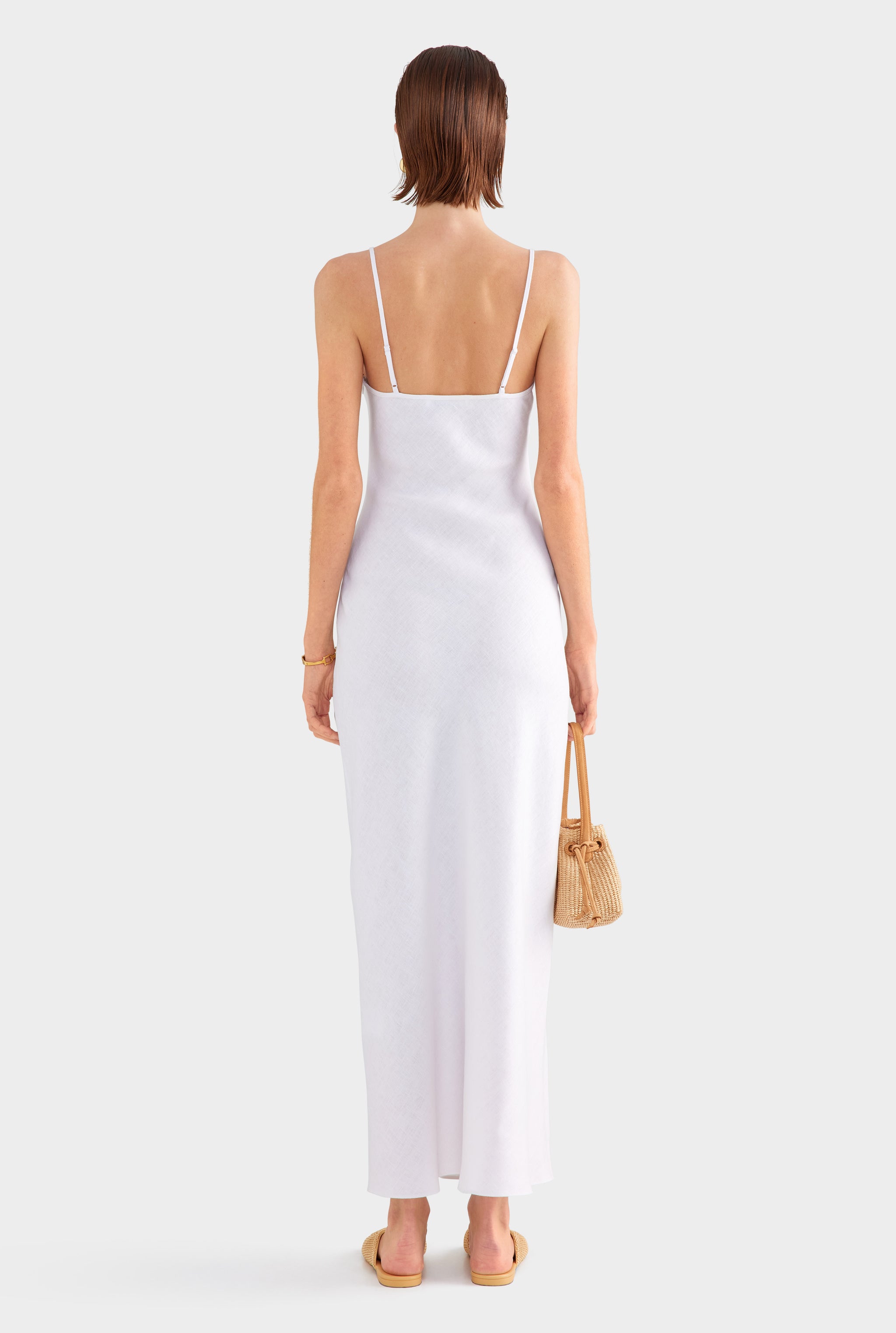 Linen Slip Dress - White