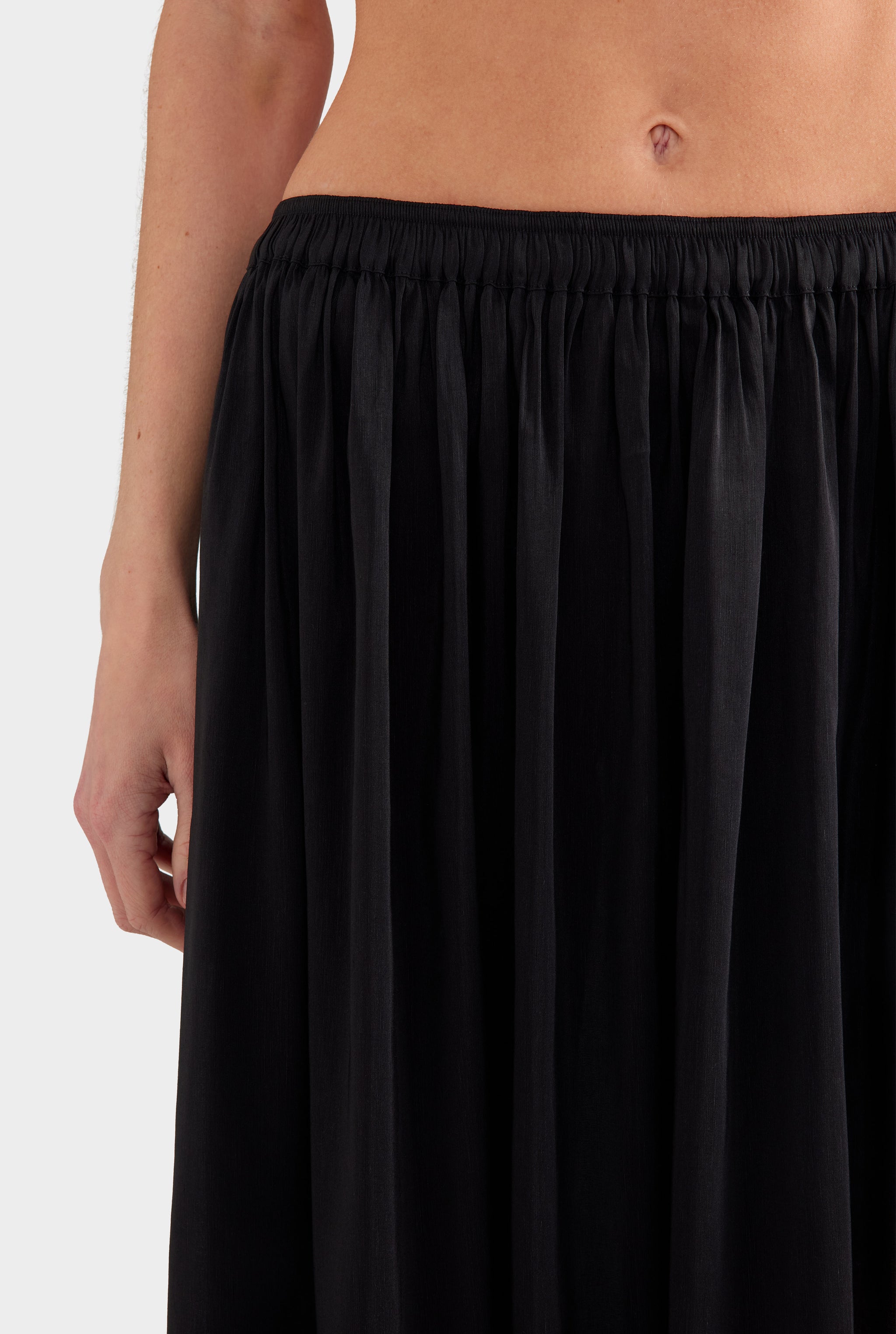 Silk Linen Maxi Skirt - Black