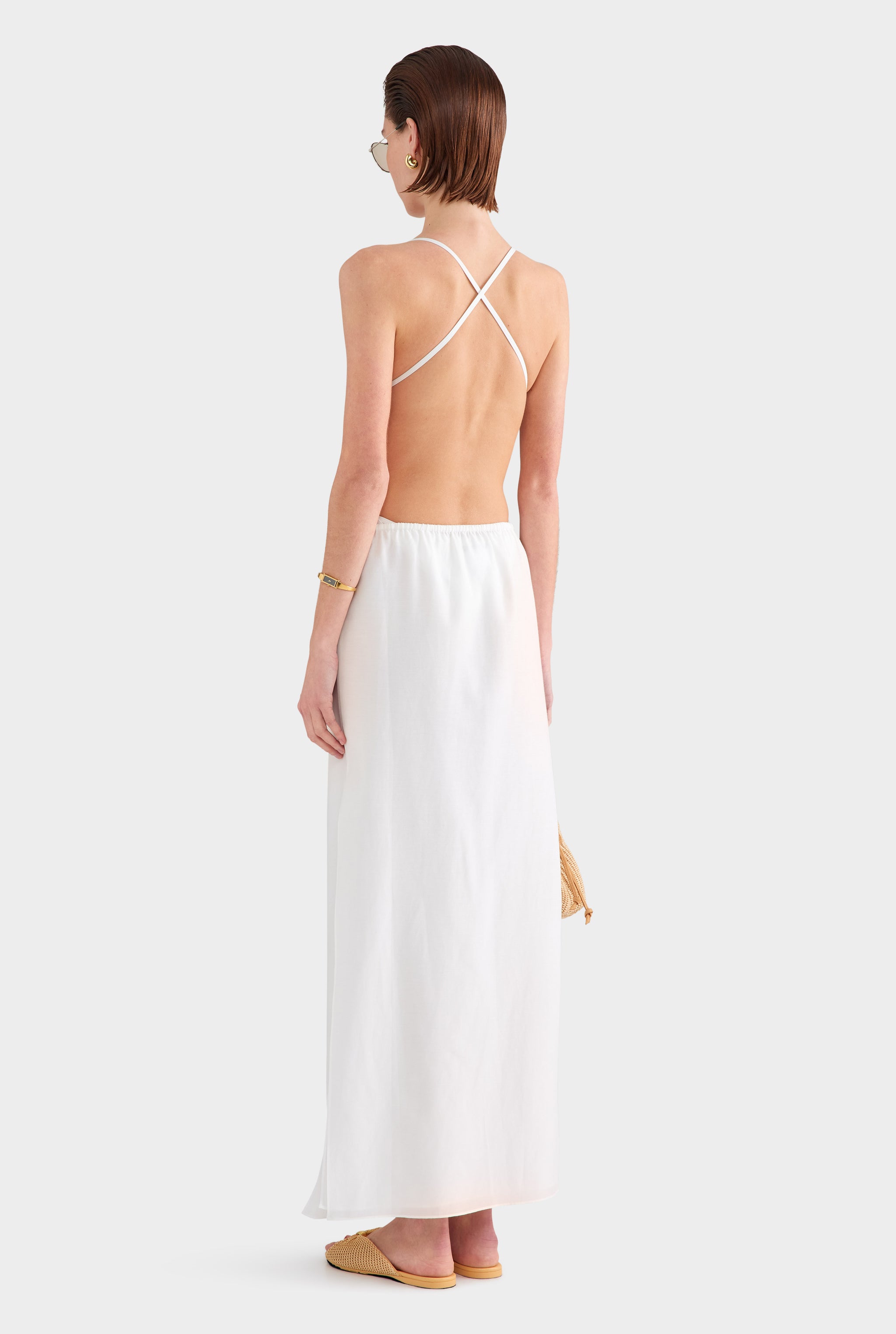 Silk Cotton Maxi Skirt - White