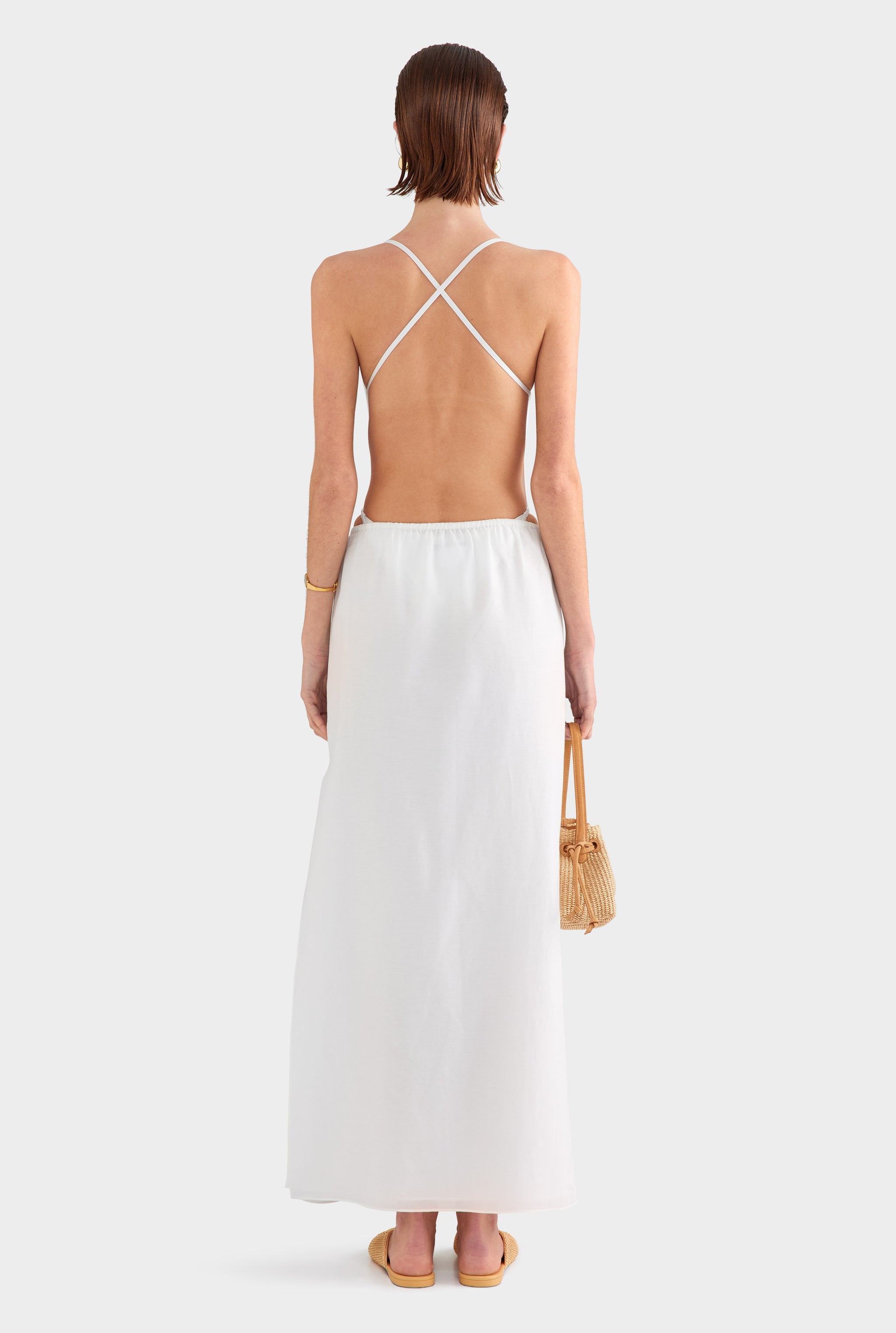 Silk Cotton Maxi Skirt - White