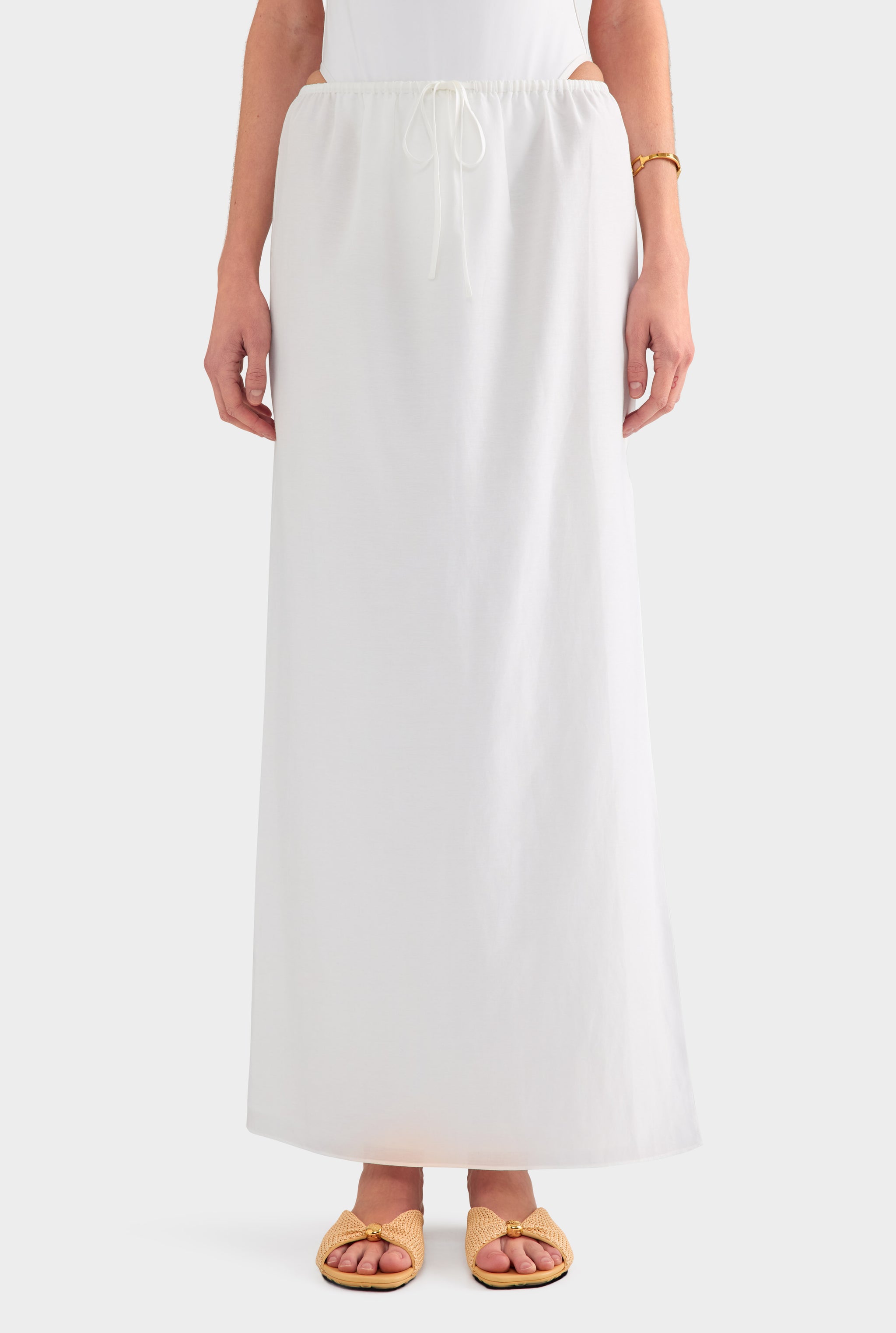 Silk Cotton Maxi Skirt - White
