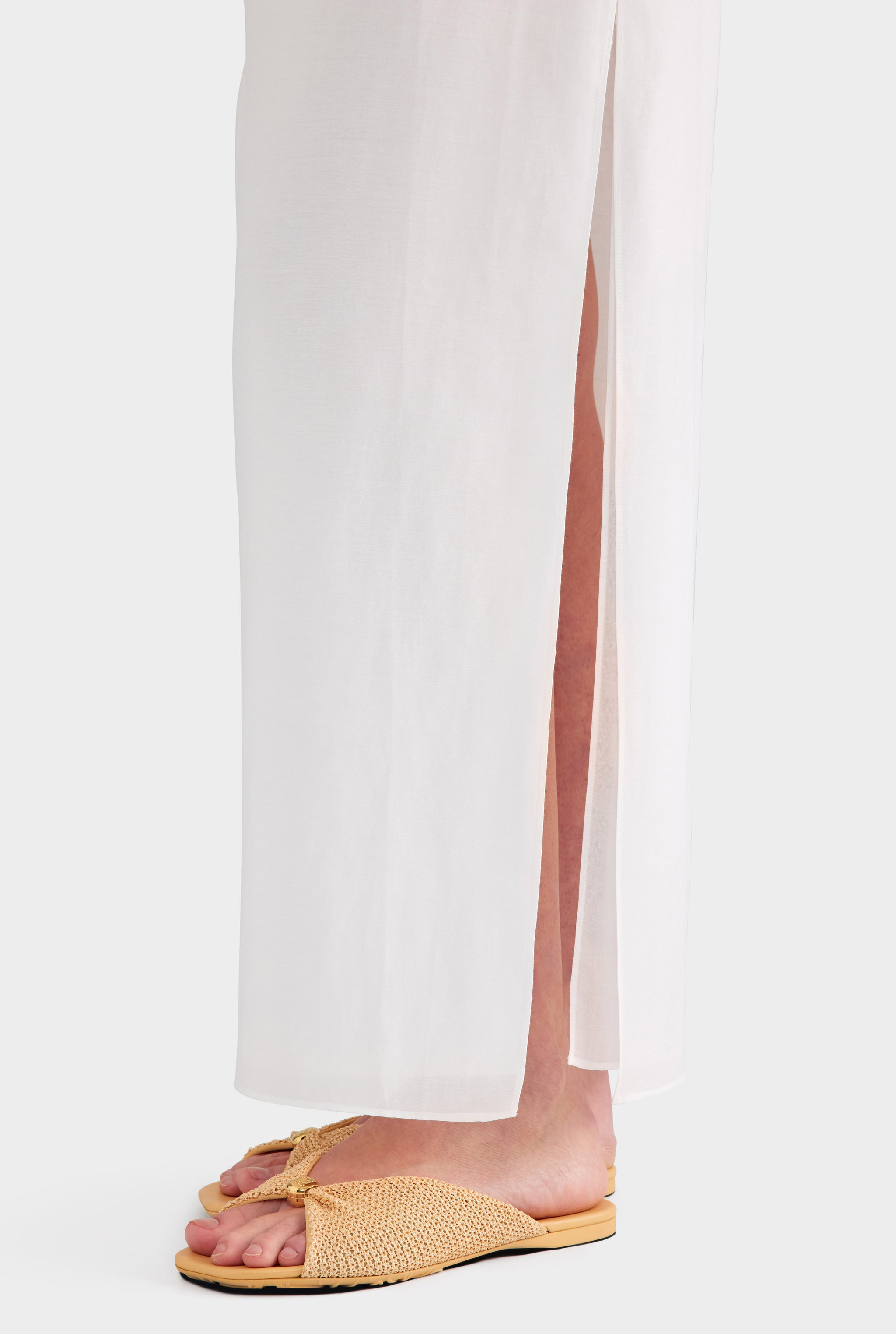 Silk Cotton Maxi Skirt - White