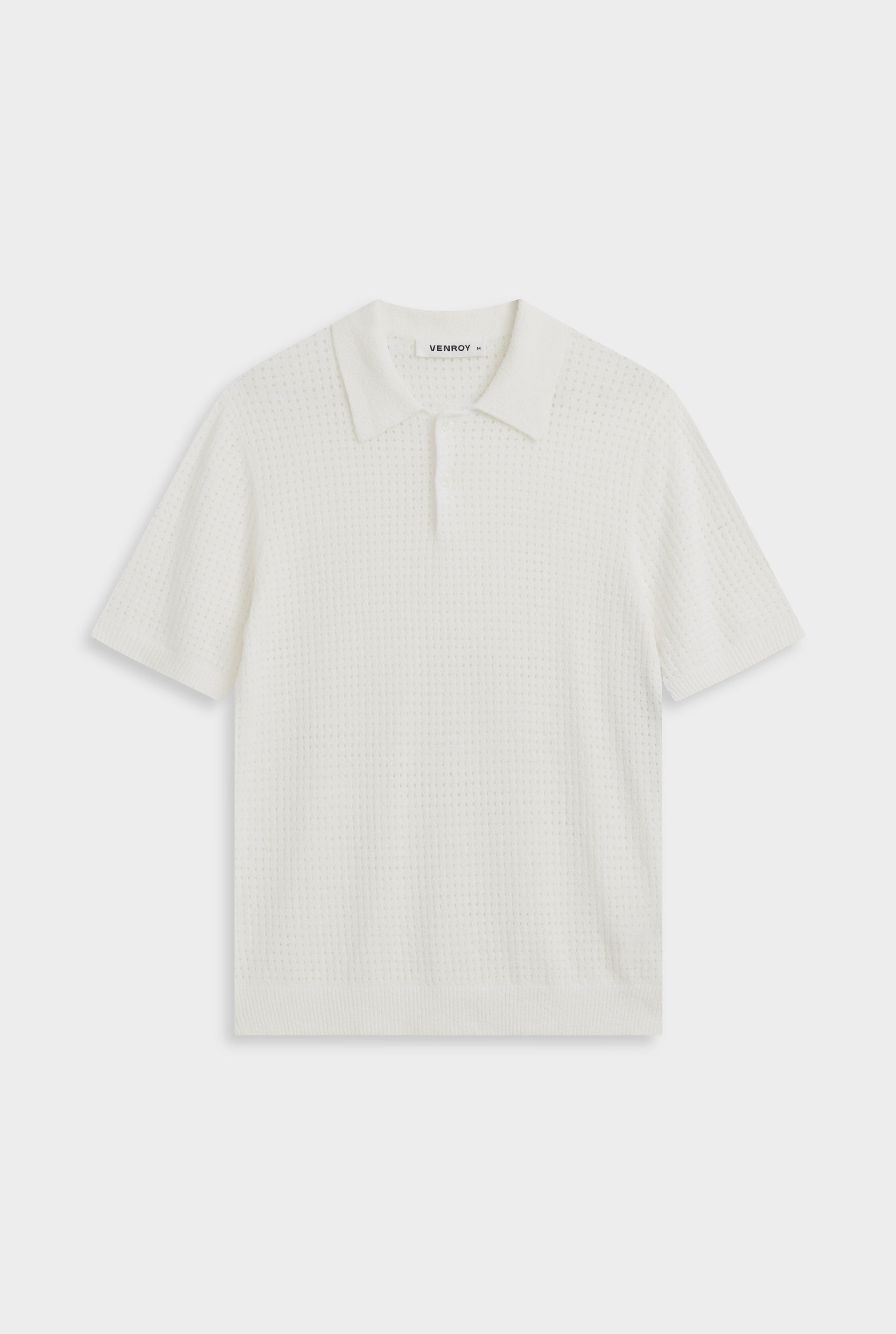 Boucle Open Knit Polo - Off White