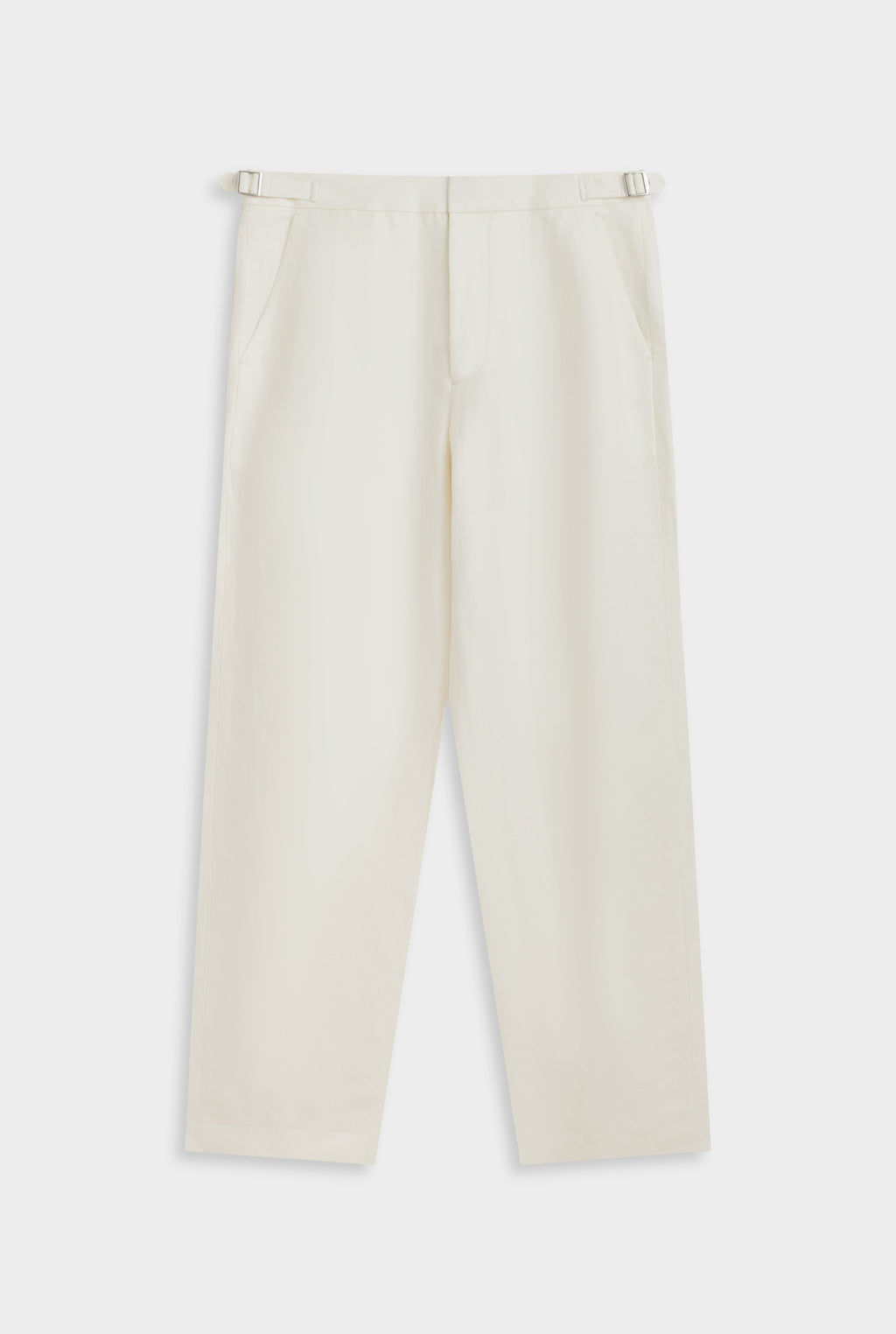 Silk Linen Side Tab Trouser - Cream