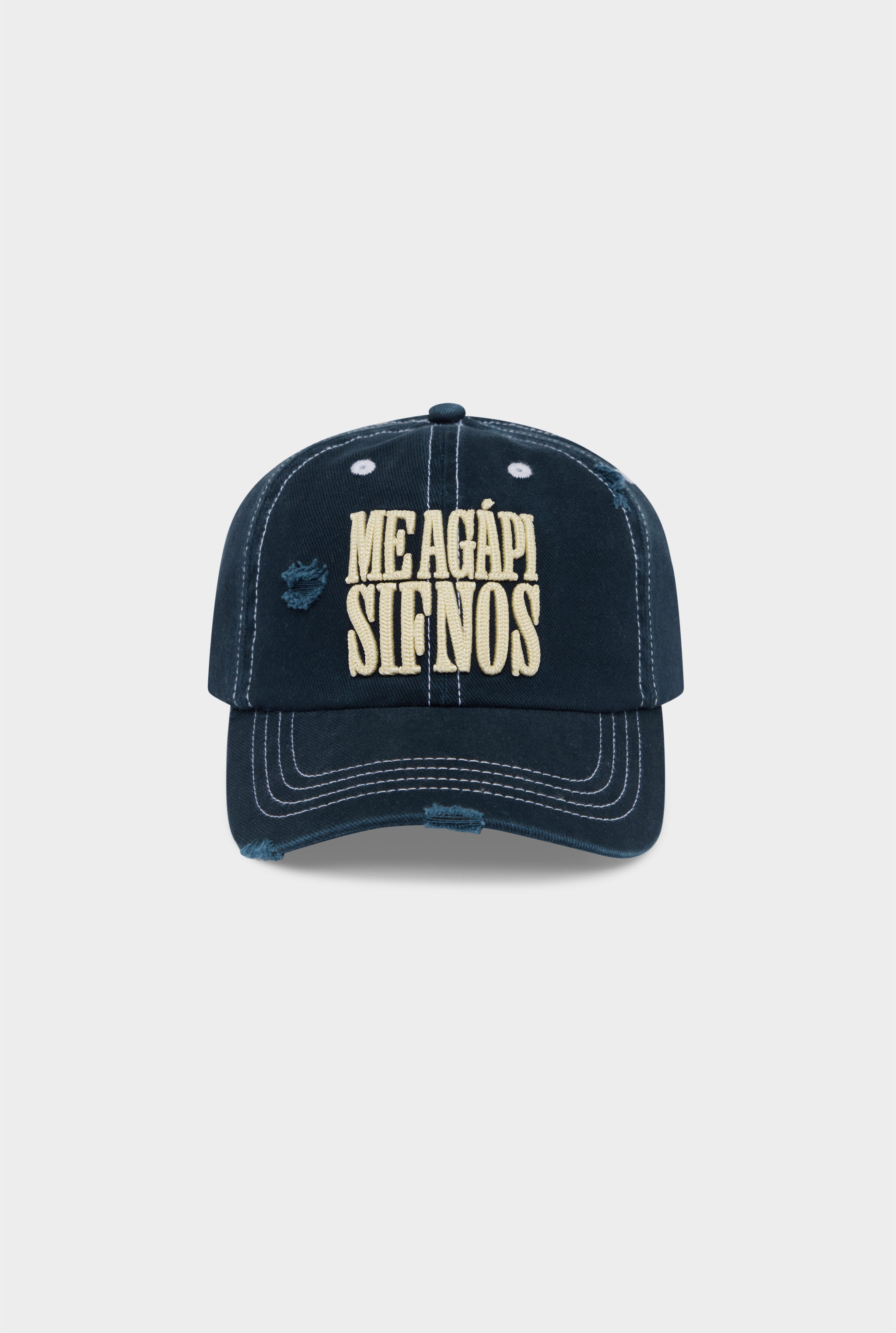 Sifnos Distressed Twill Cap - Washed Navy