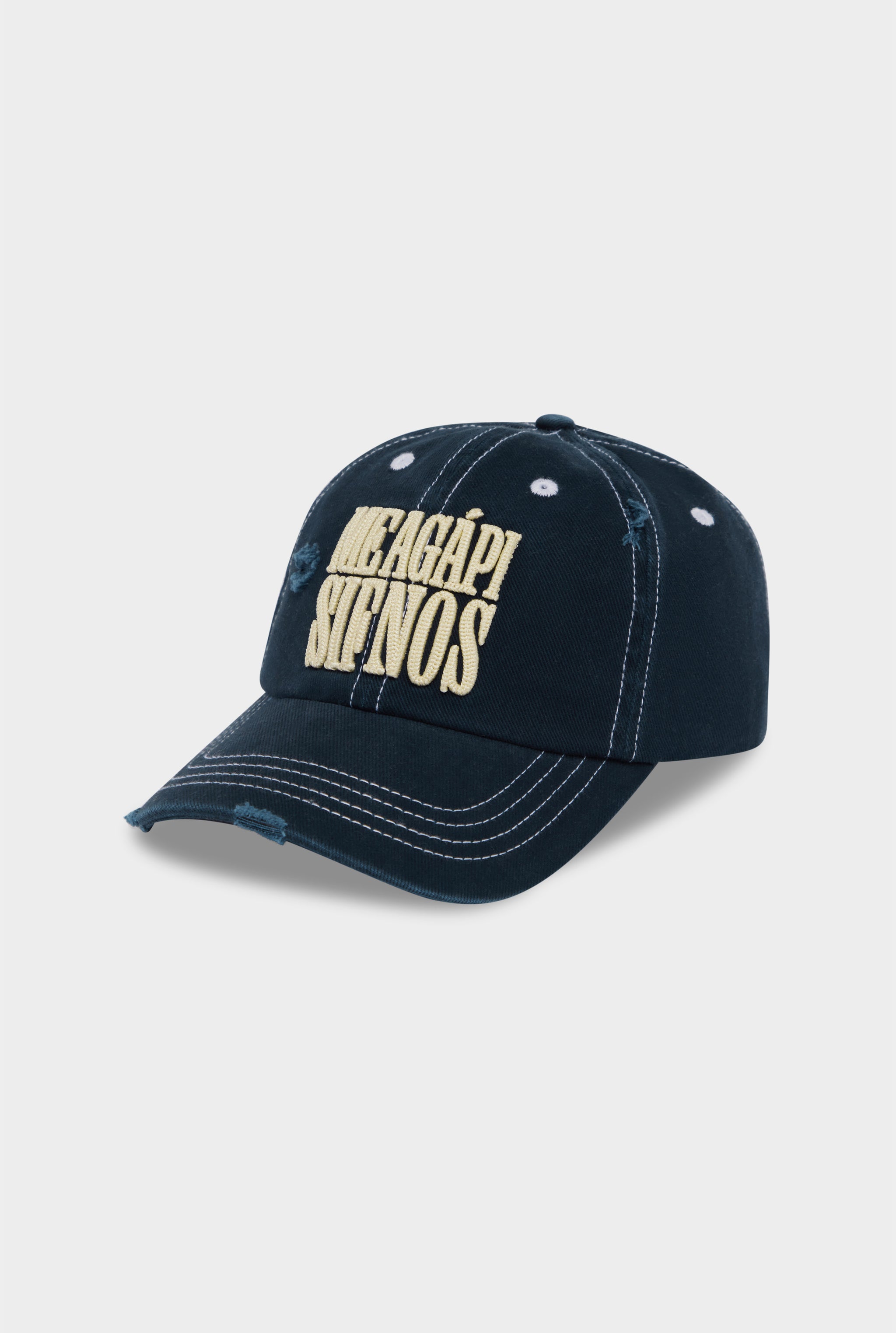 Sifnos Distressed Twill Cap - Washed Navy