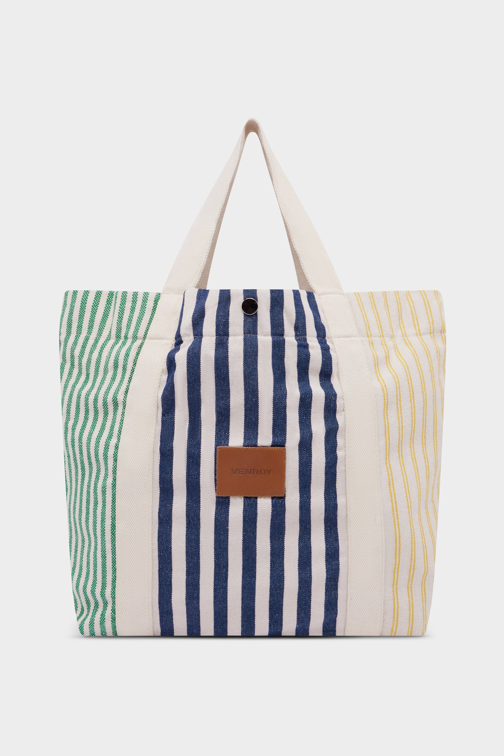 Stripe Canvas Tote - Navy/Yellow/Green Stripe