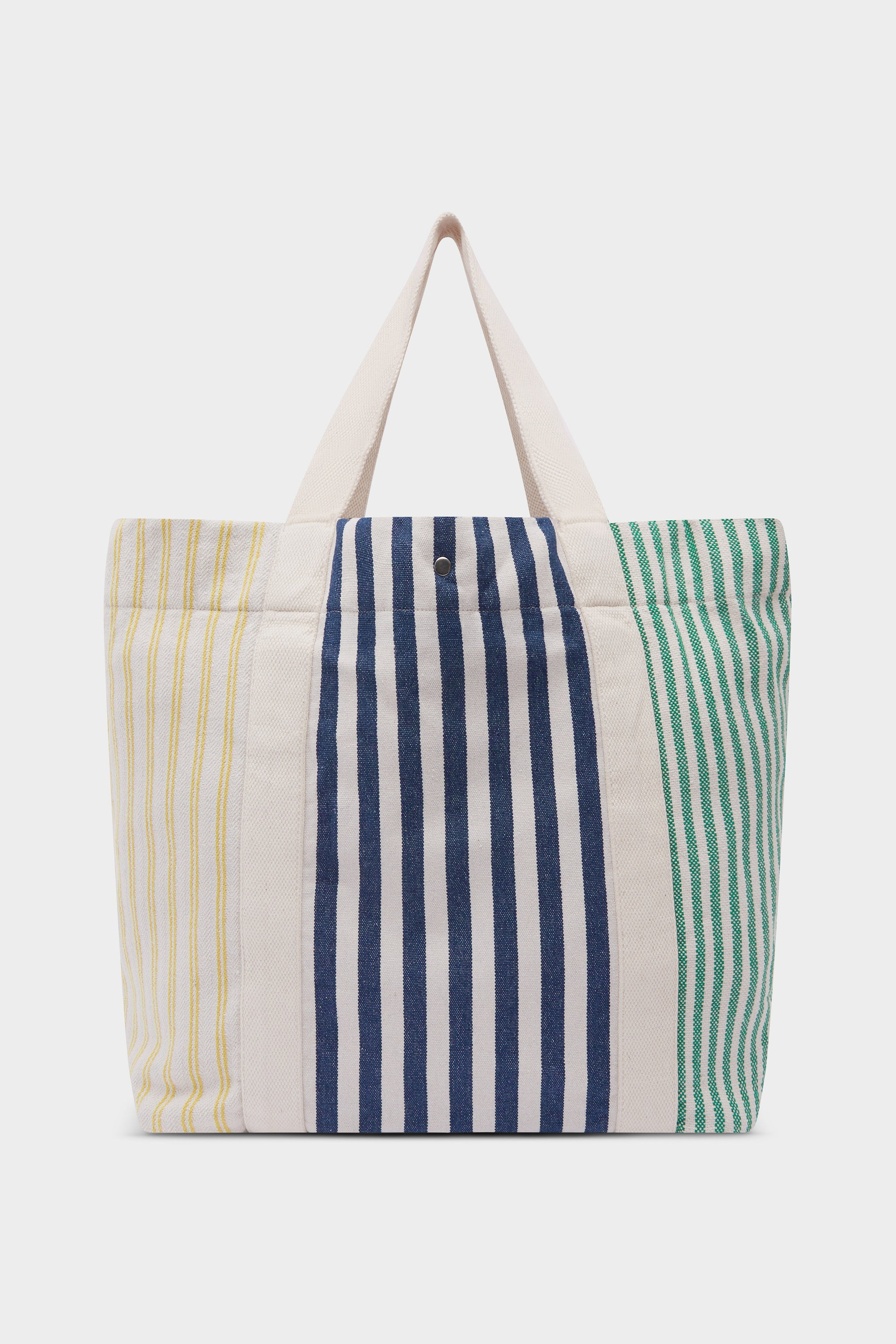 Stripe Canvas Tote - Navy/Yellow/Green Stripe