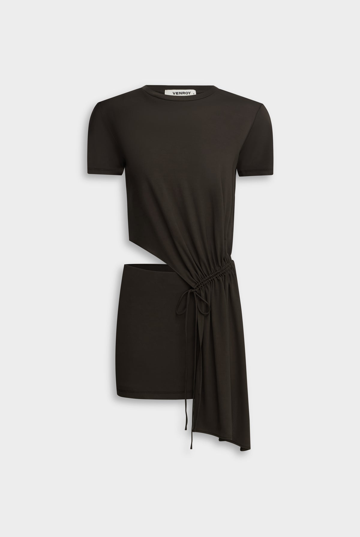 Drawstring Sash Mini Dress - Cacao