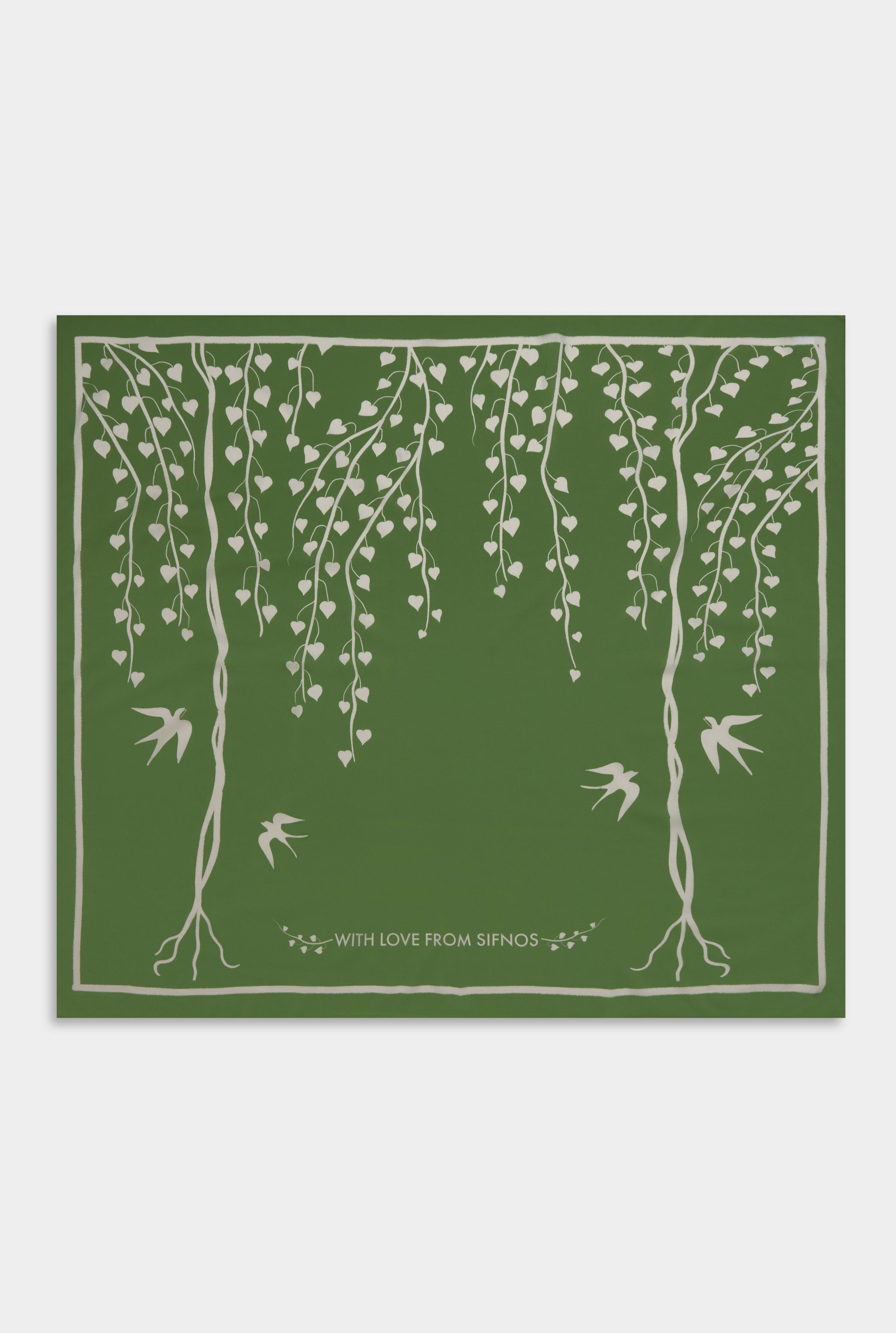 Silk Cotton Pareo - Ivy Green Stamp Print