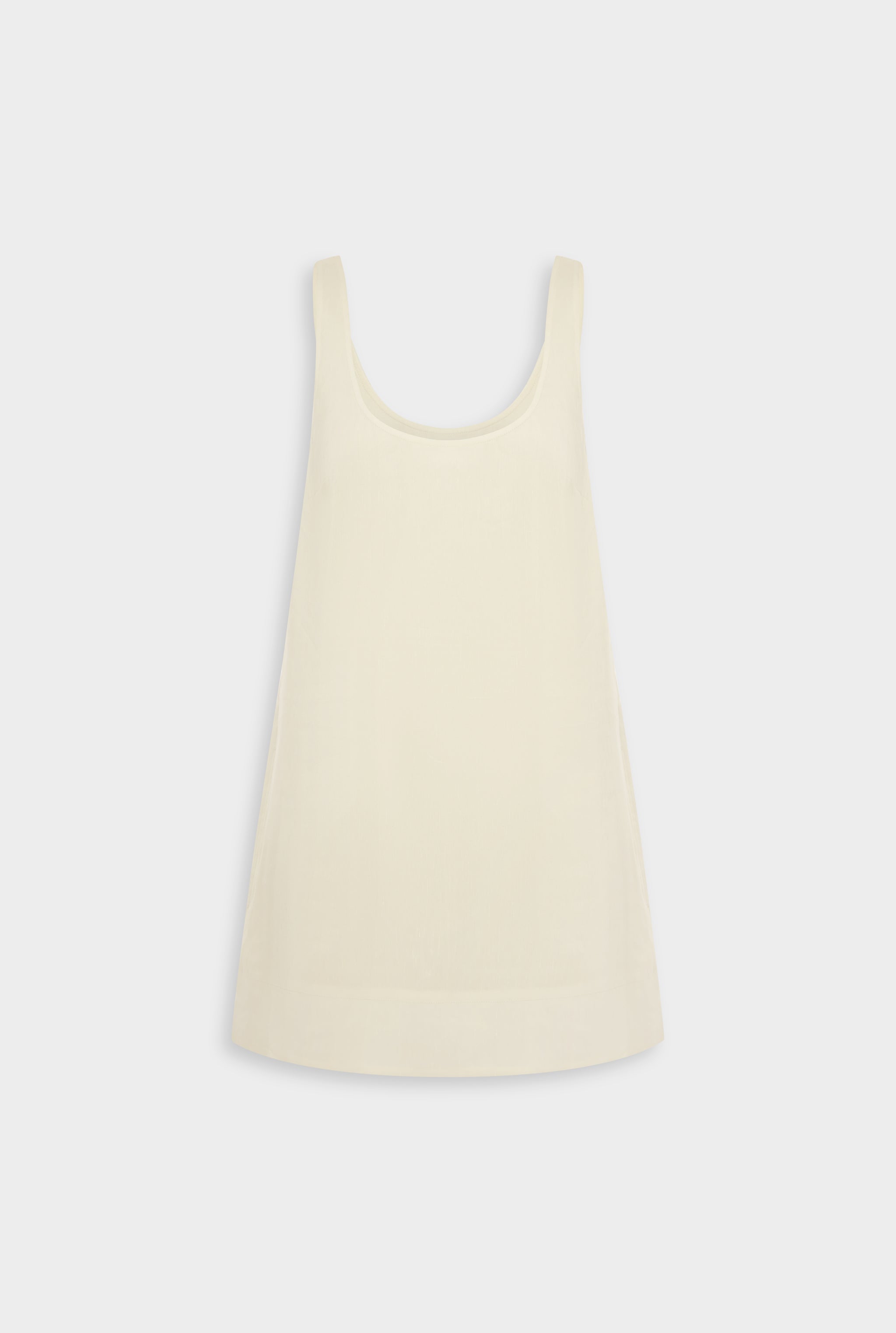 Silk Linen Shift Mini Dress - Off White