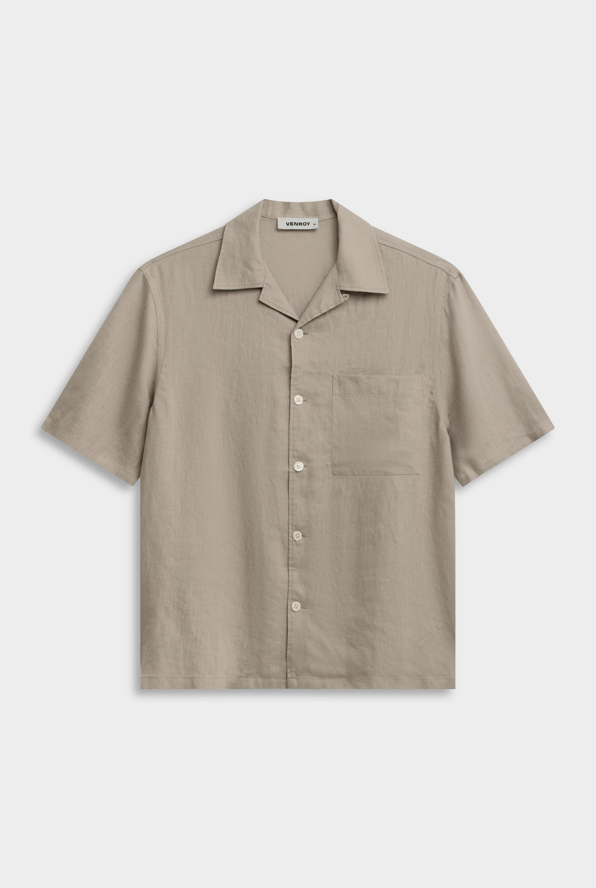 Linen Camp Collar Shirt - Olive Taupe