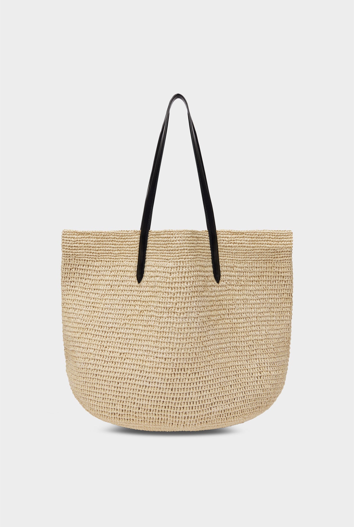 Large Raffia Tote - Natural/Black