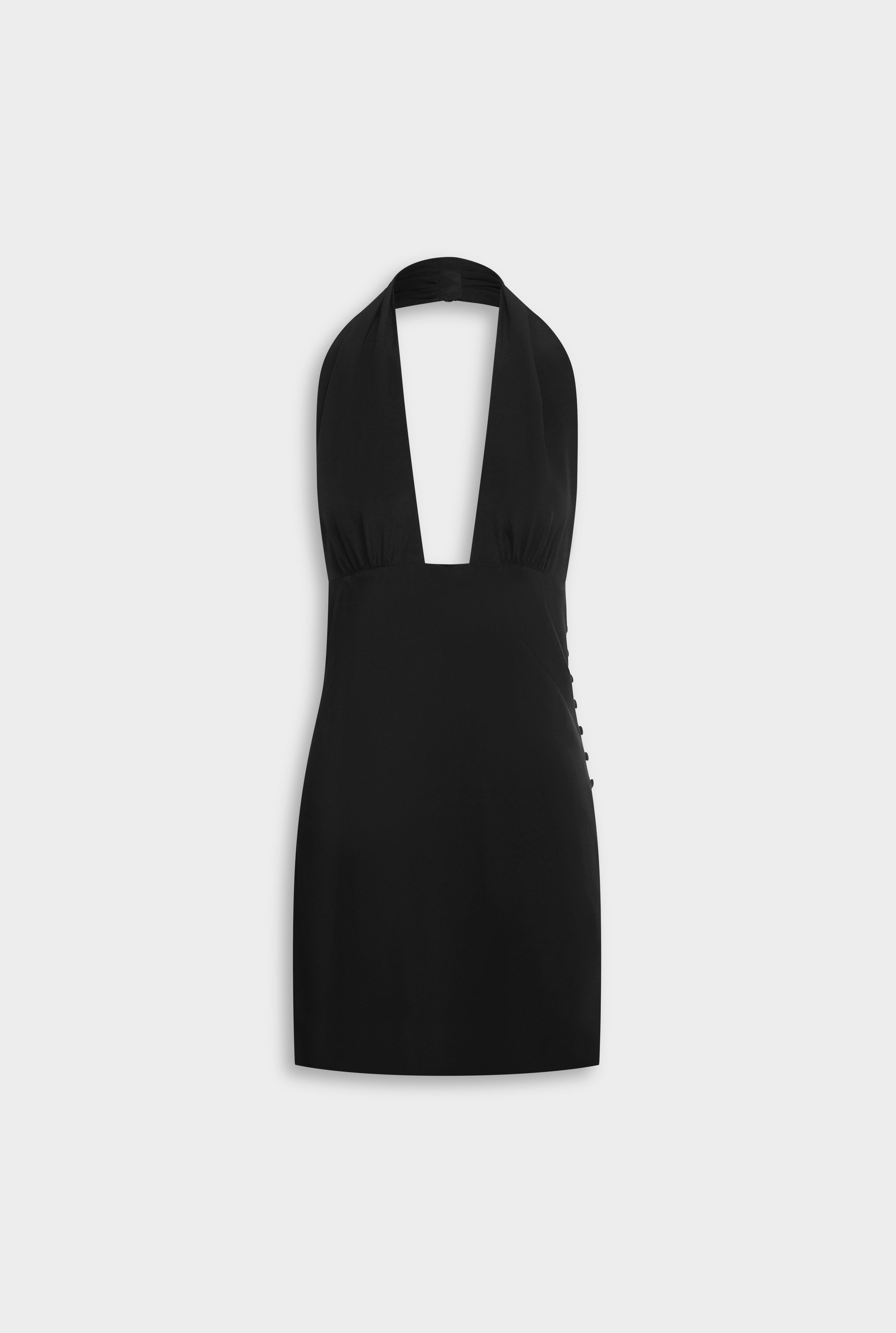 Halter Tie Mini Dress - Black