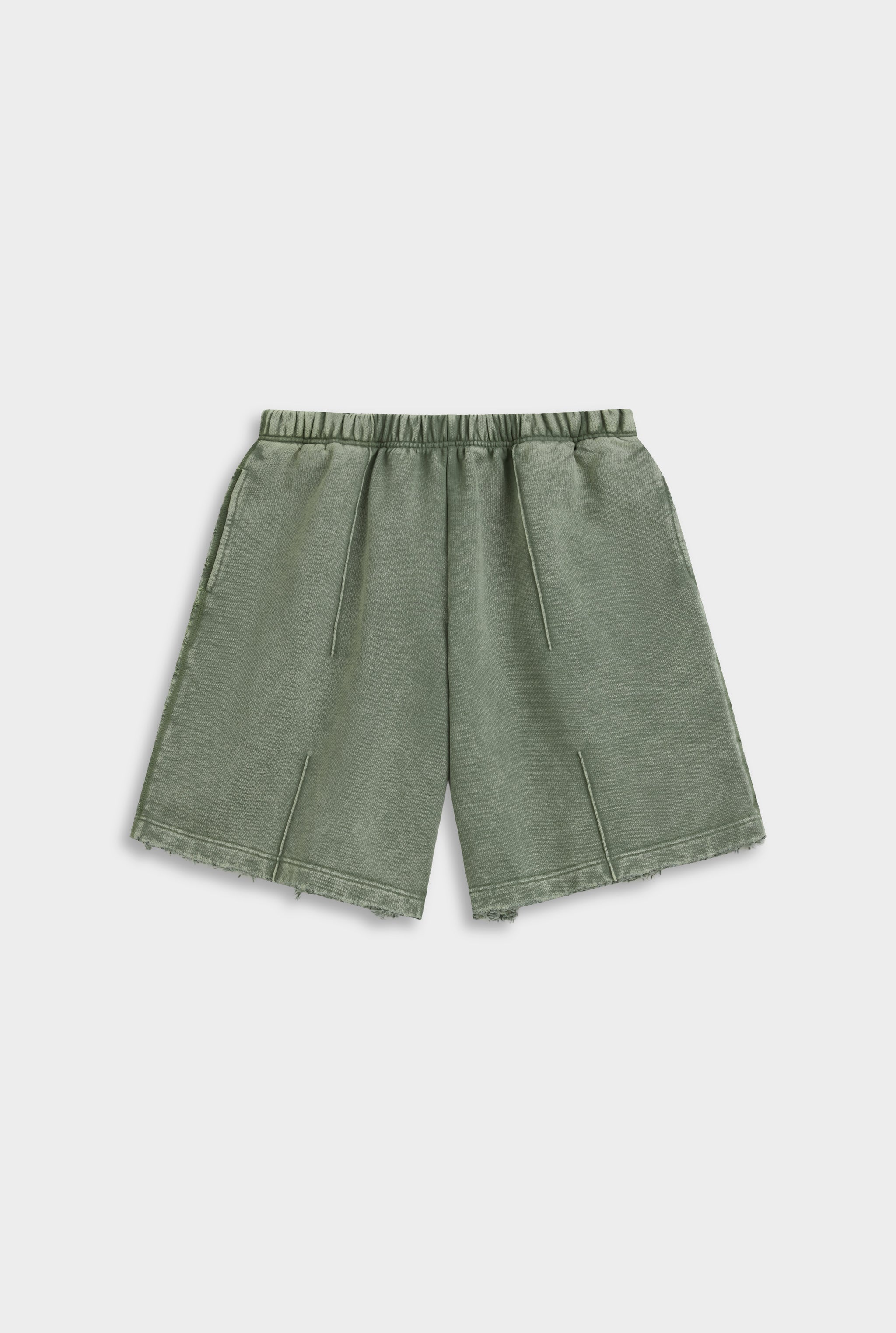 Distressed Heavyweight Track Short - Washed Olive
