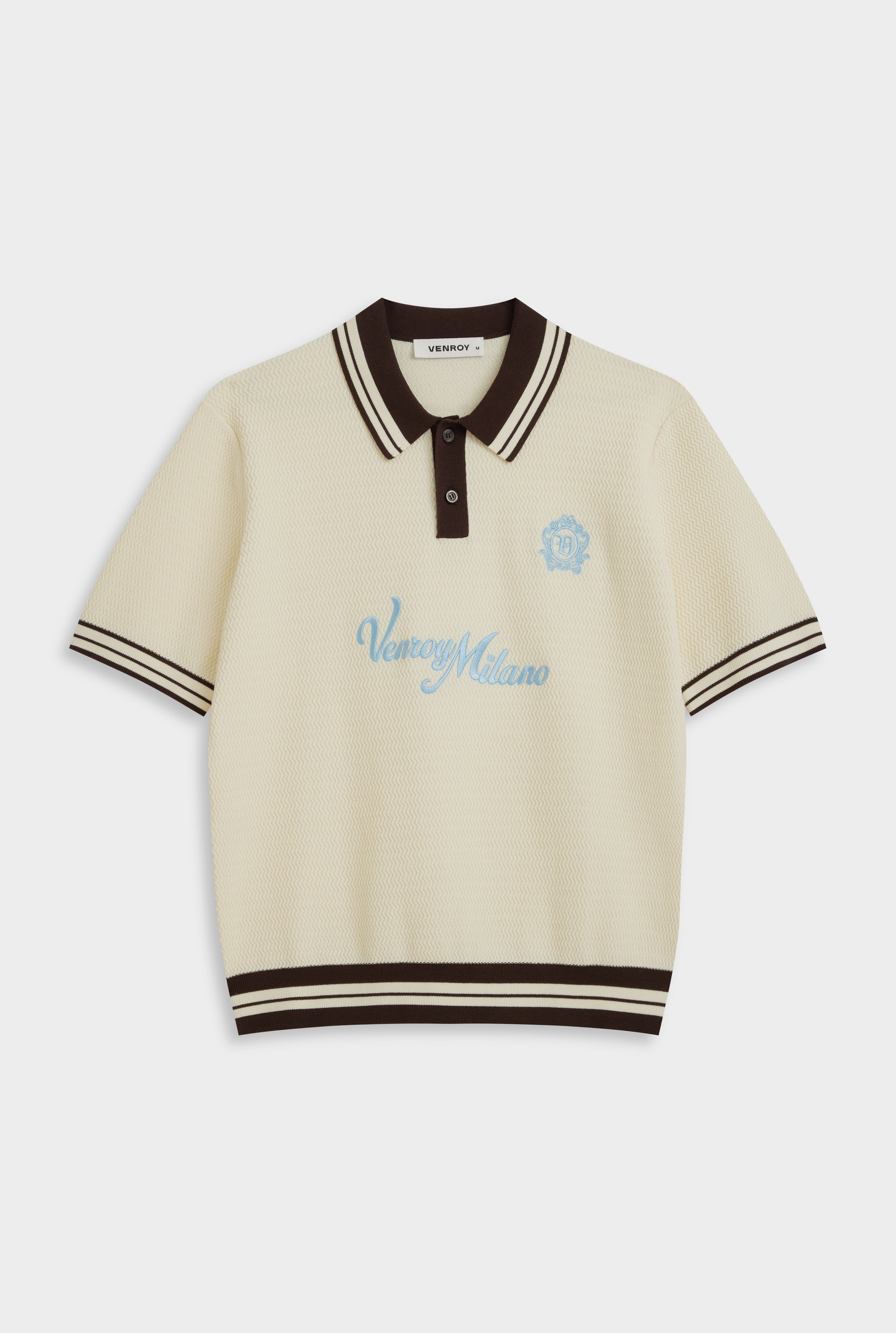 Knitted Soccer Polo - Off White/Coffee