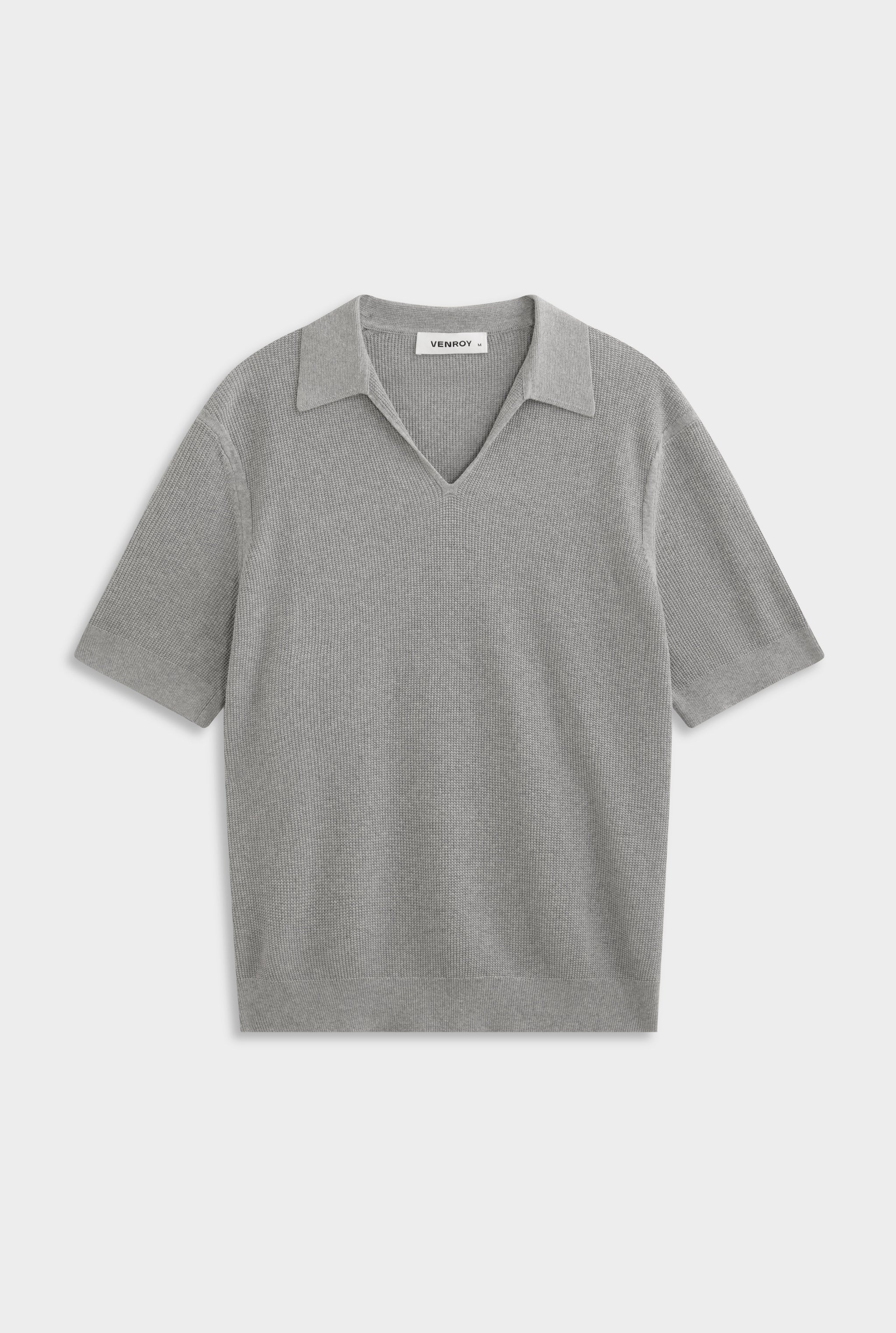 Lightweight Knit Polo - Light Grey Marl