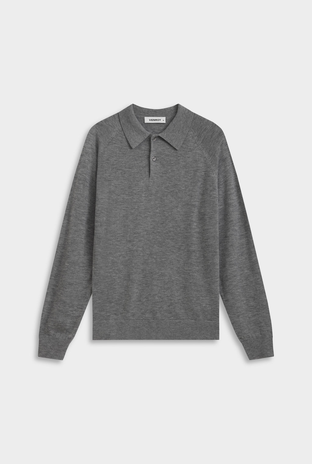 Merino Wool Knit Polo - Grey Marl