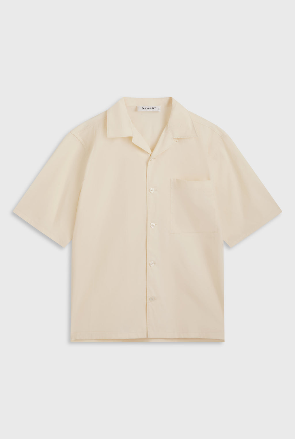 Oversized Cotton Short Sleeve Shirt - Antique White