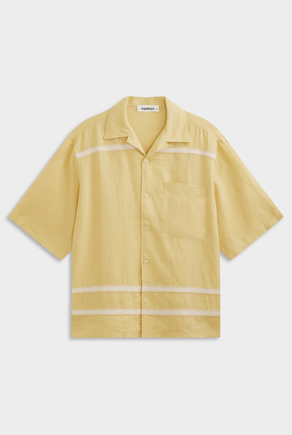 Oversized Linen Short Sleeve Shirt - Amber/Natural Tape