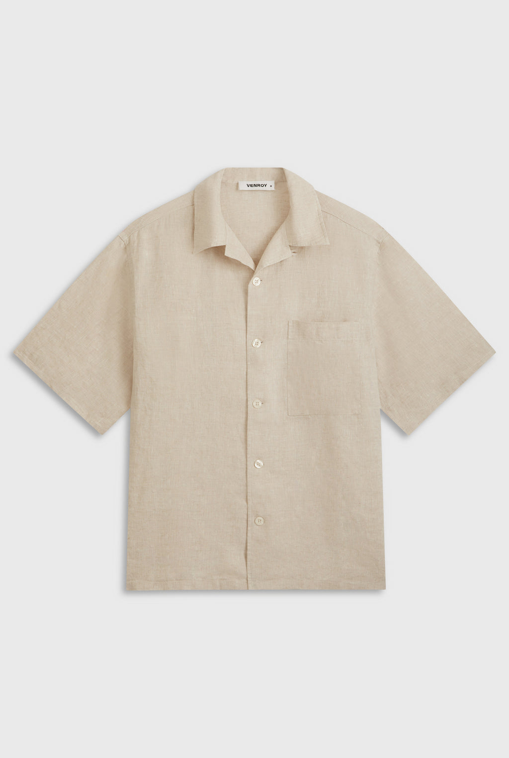 Oversized Linen Short Sleeve Shirt - Sand