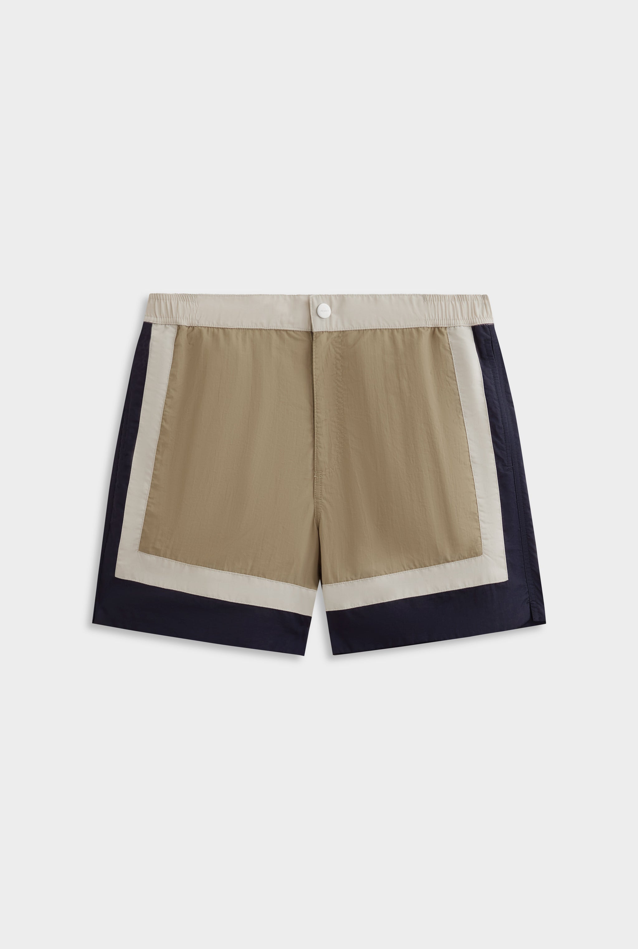 Panelled Snaplock Swim Short - Taupe/Navy/Cream